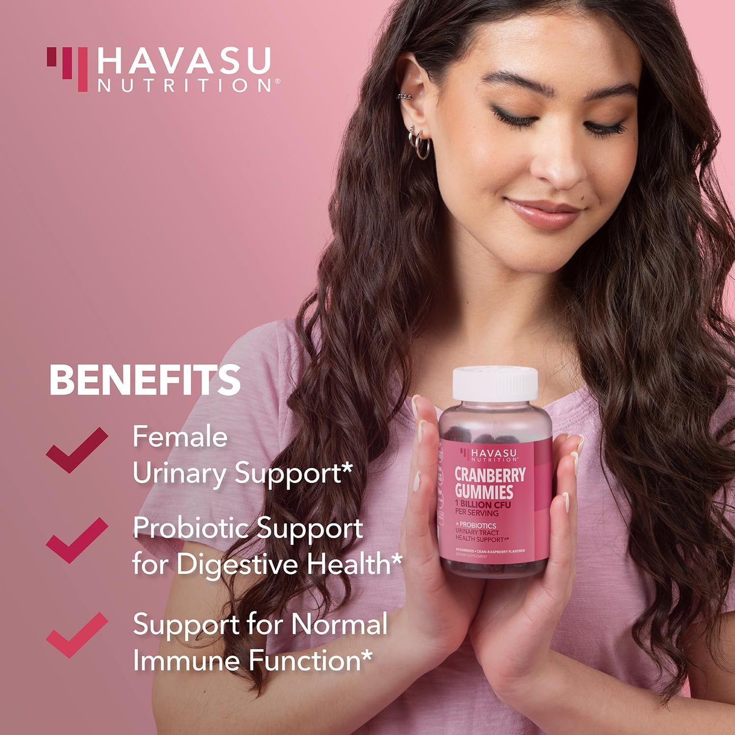 HAVASU NUTRITION Probiotic Cranberry Gummies for Women & Saw Palmetto Hair Complex 120 Count