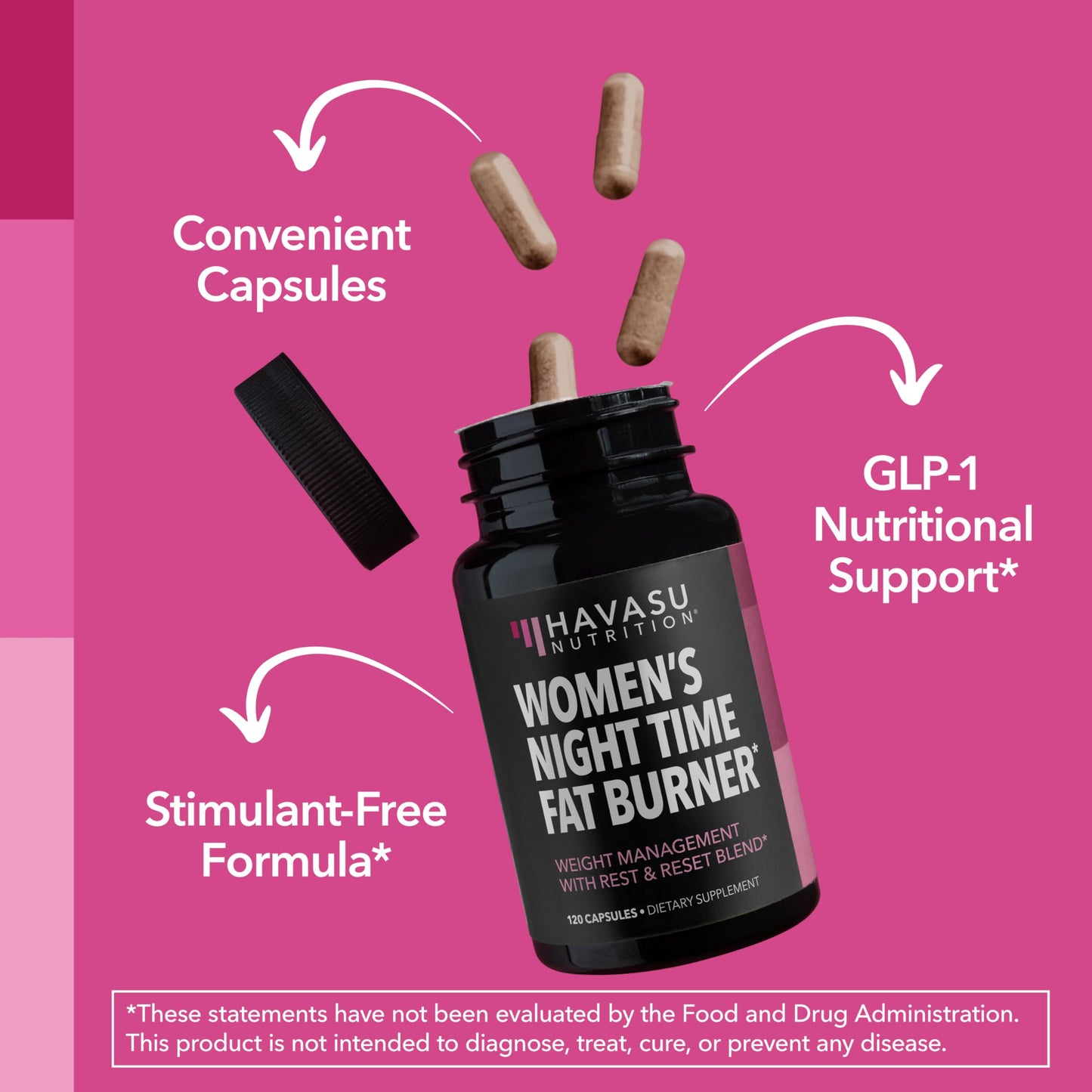 HAVASU NUTRITION Night Time Fat Burner for Women Belly Fat and Weight Loss Support Capsules, 120 Count