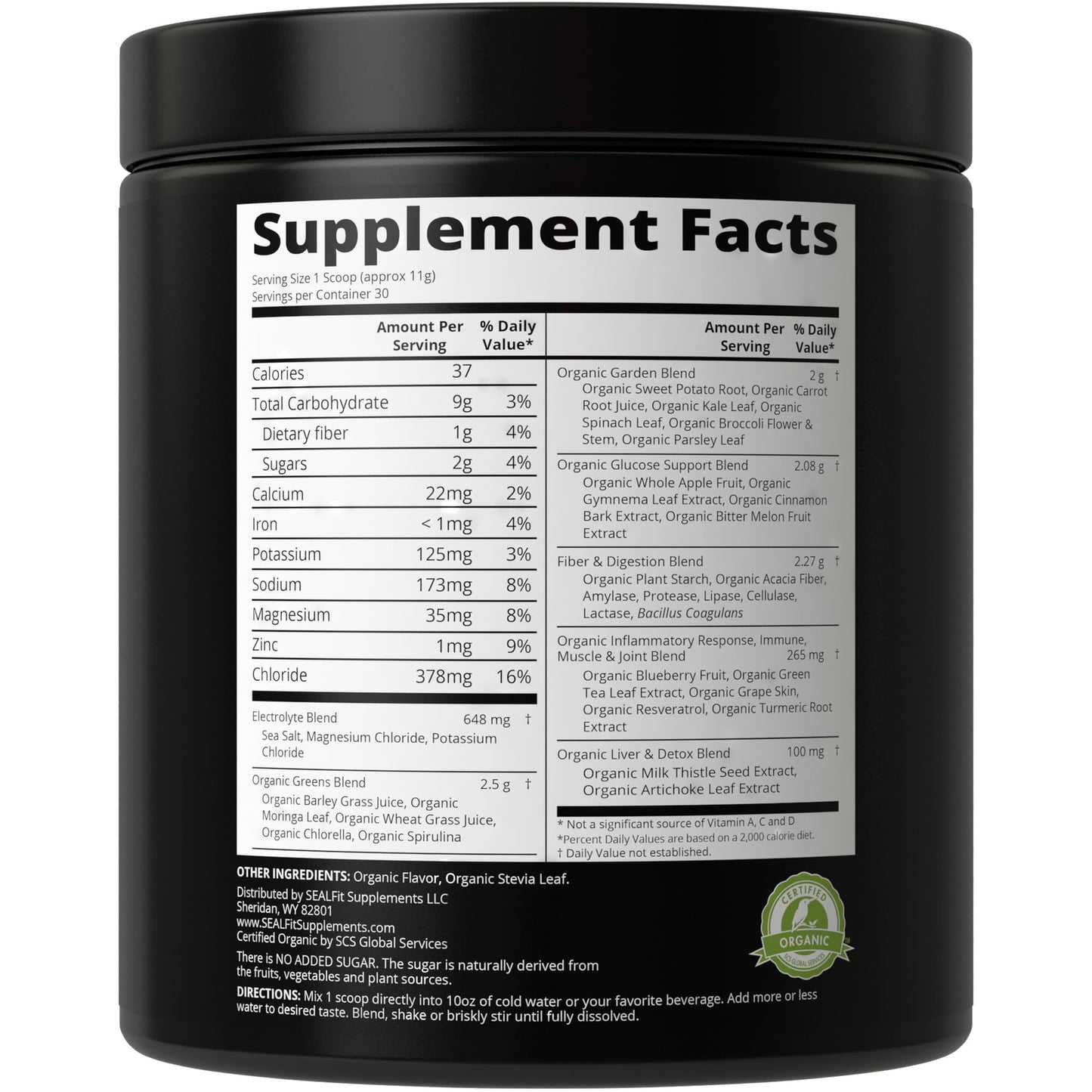 SEALFIT Supplements ElectroGreens Organic Electrolyte Powder with 25+ Greens & Superfoods, 11.6 oz