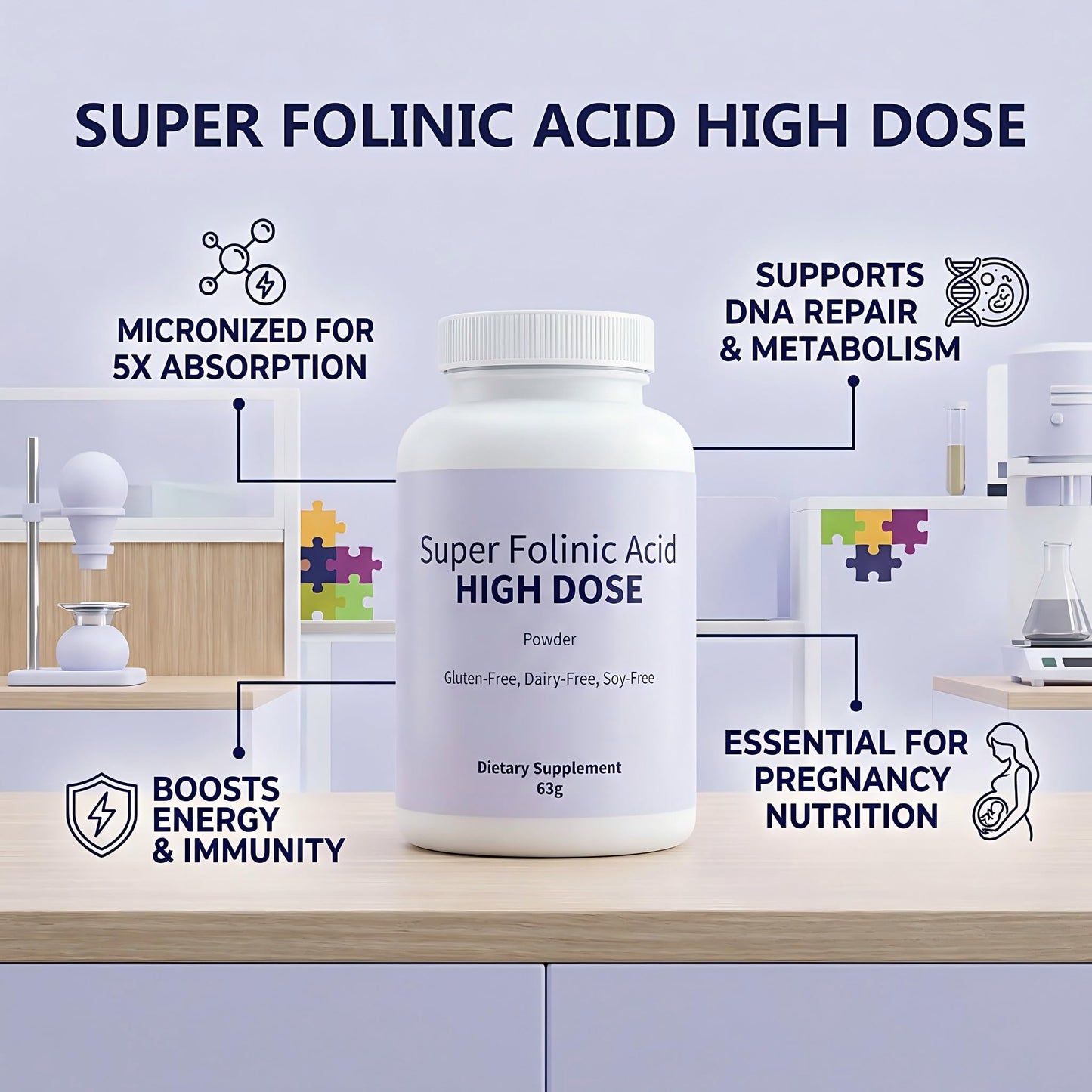 Sentk Super Folinic Acid High Dose Powder, 2 Pack, 1 Ounce per Bottle