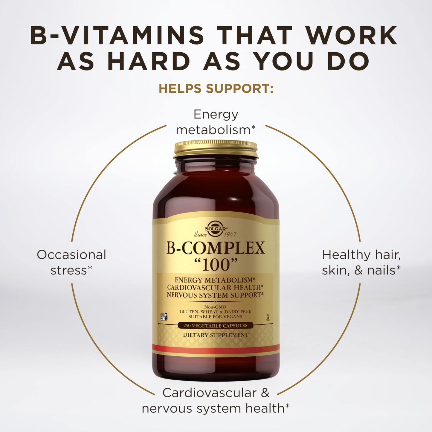 Solgar B-Complex 100 Vegetable Capsules, 500 Capsules