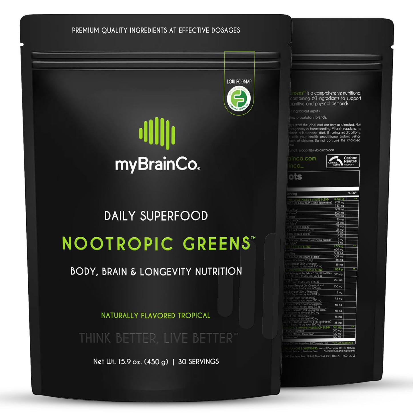 myBrainCo Nootropic Greens Powder, 15.9 oz