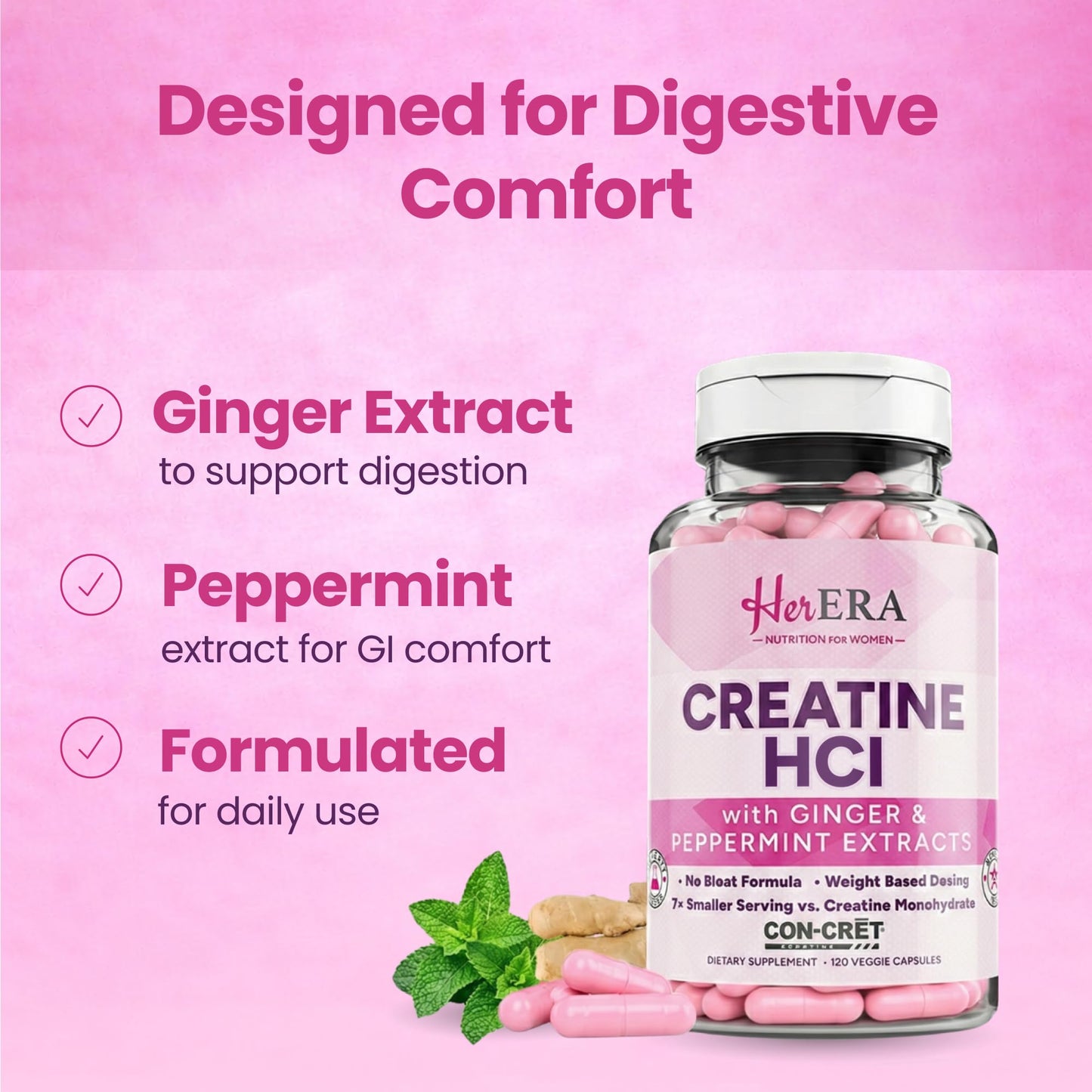 Her ERA Creatine HCl Capsules, 120 Capsules