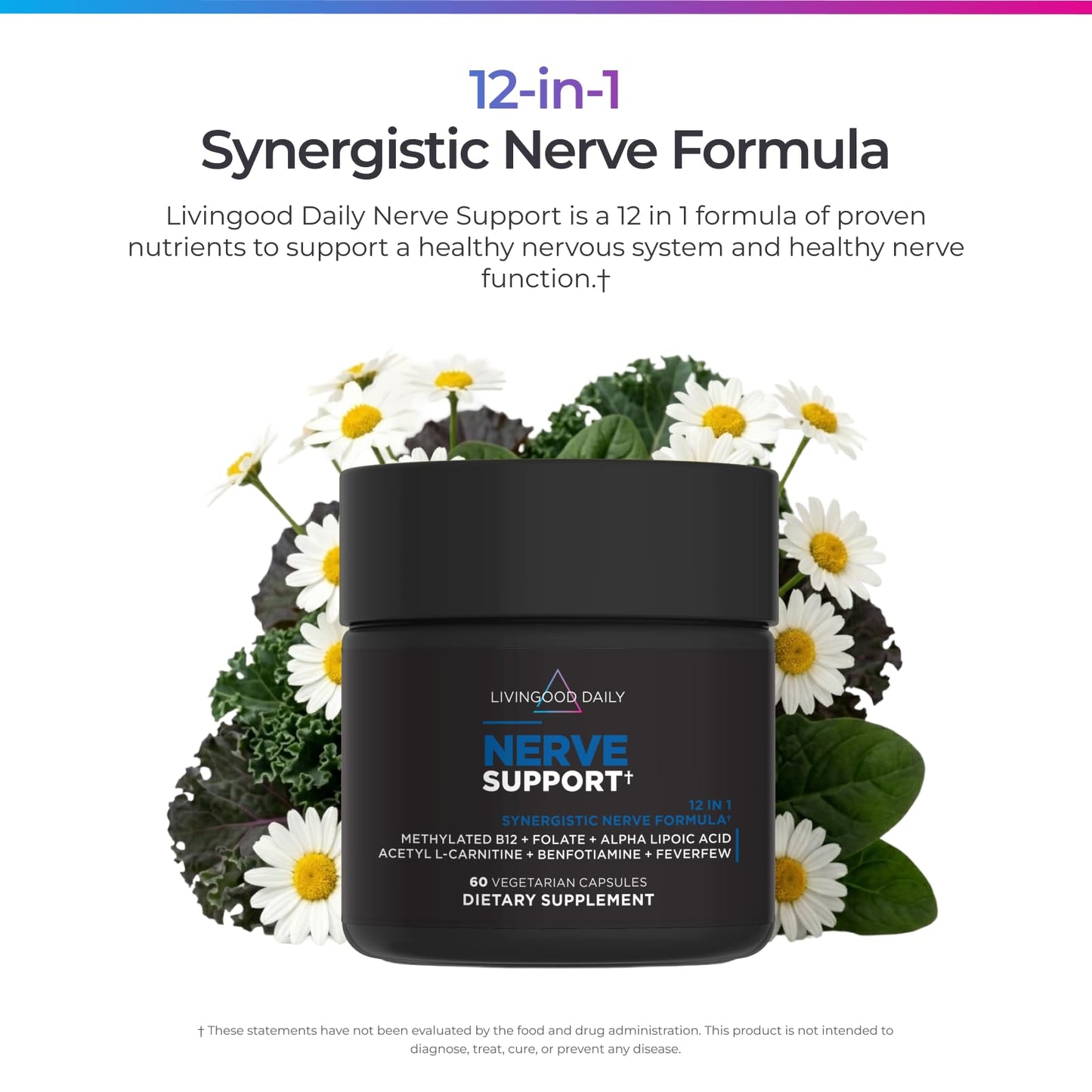 Livingood Daily 12-in-1 Nerve Support Supplement Capsules, 60 Count