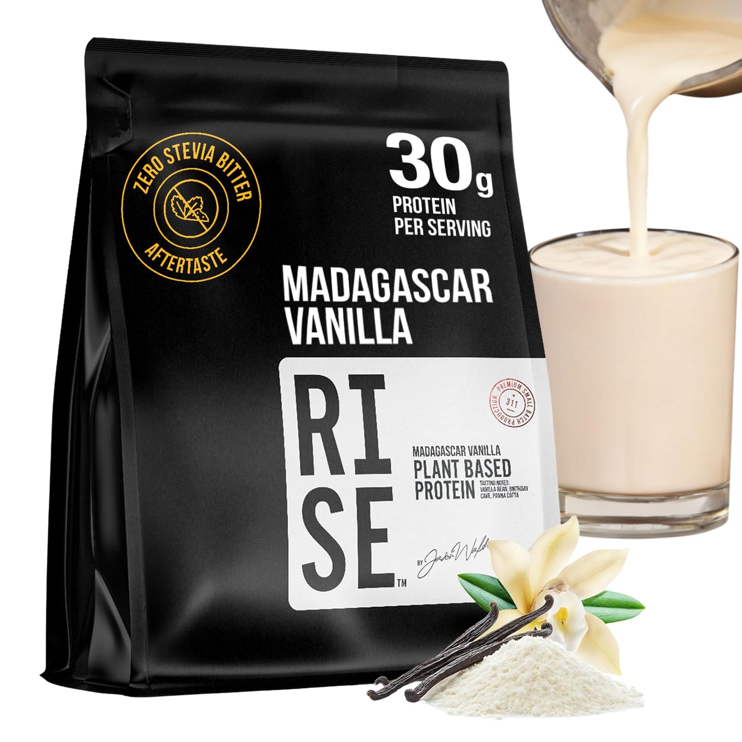 RISE311 Plant-Based Protein Powder for Men and Women – 30g Complete Plant Protein and 3g Leucine, Zero Bloat, Delicious Taste and Smooth Texture, Madagascar Vanilla, 23 Servings
