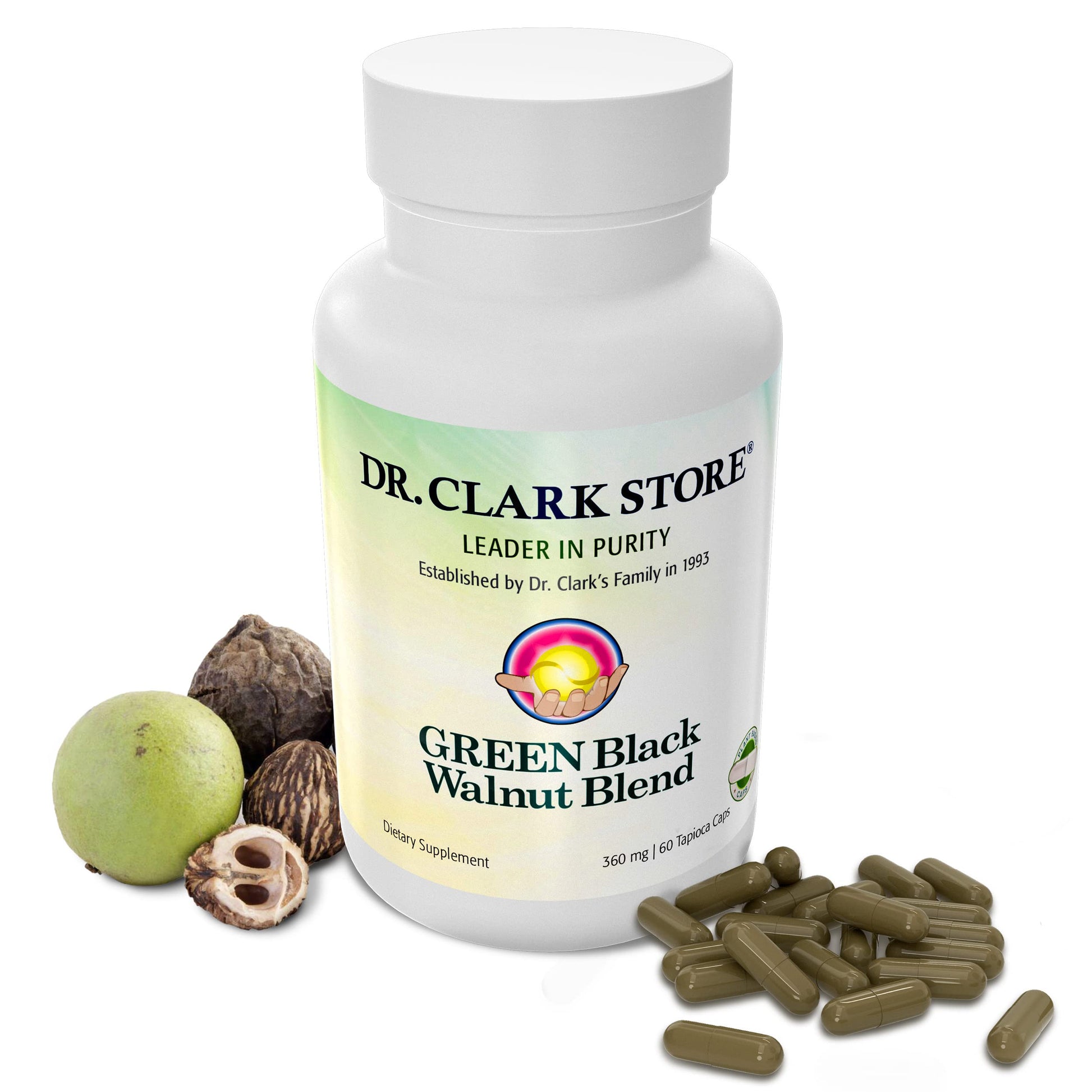 Dr Clark Store Green Black Walnut Dietary Supplement 360mg Capsule, 60 Count