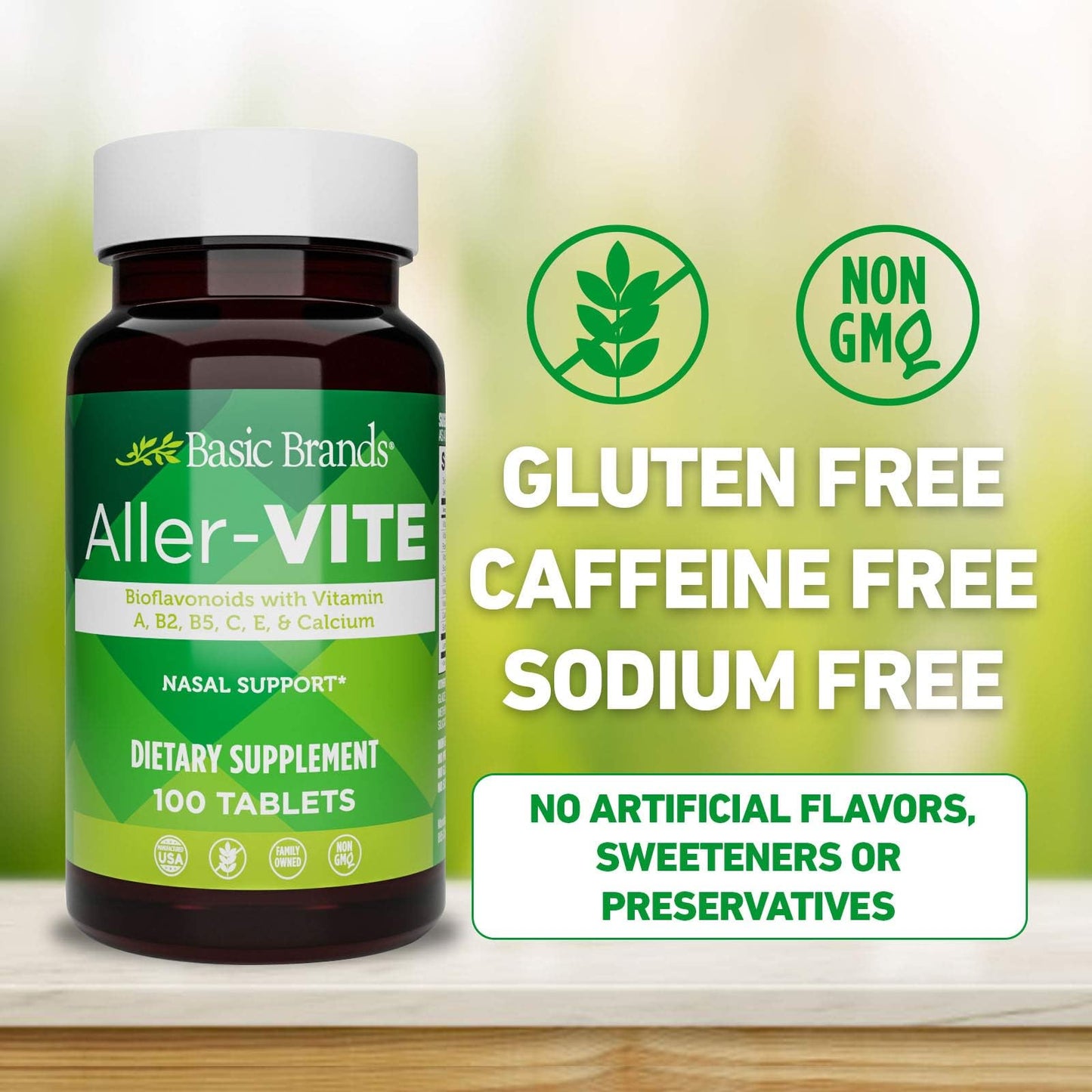 Basic Brands Aller Vite Nasal Support Tablets, 100 Tablets