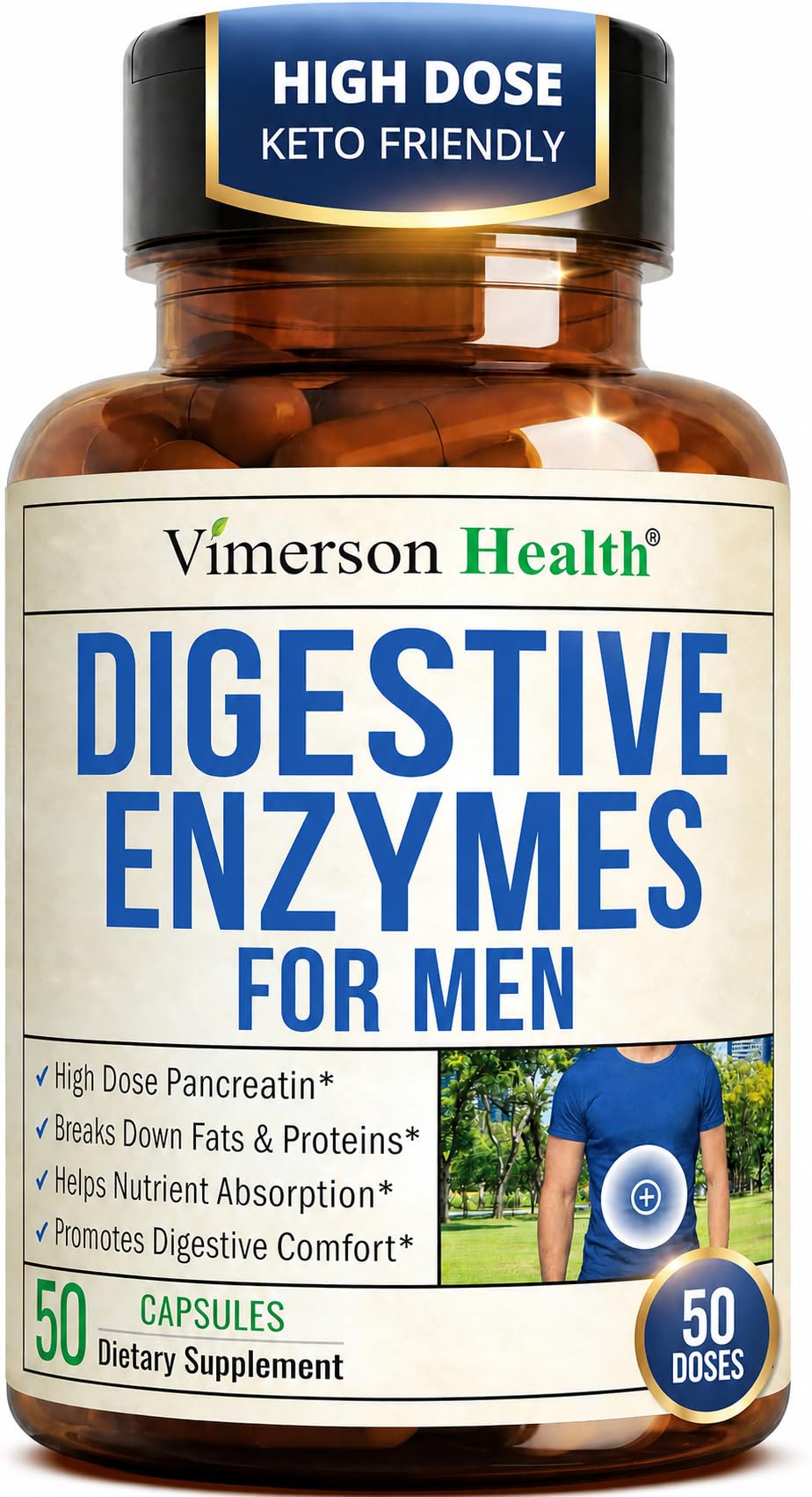 Vimerson Health Digestive Enzymes Supplement for Men 50 Capsules