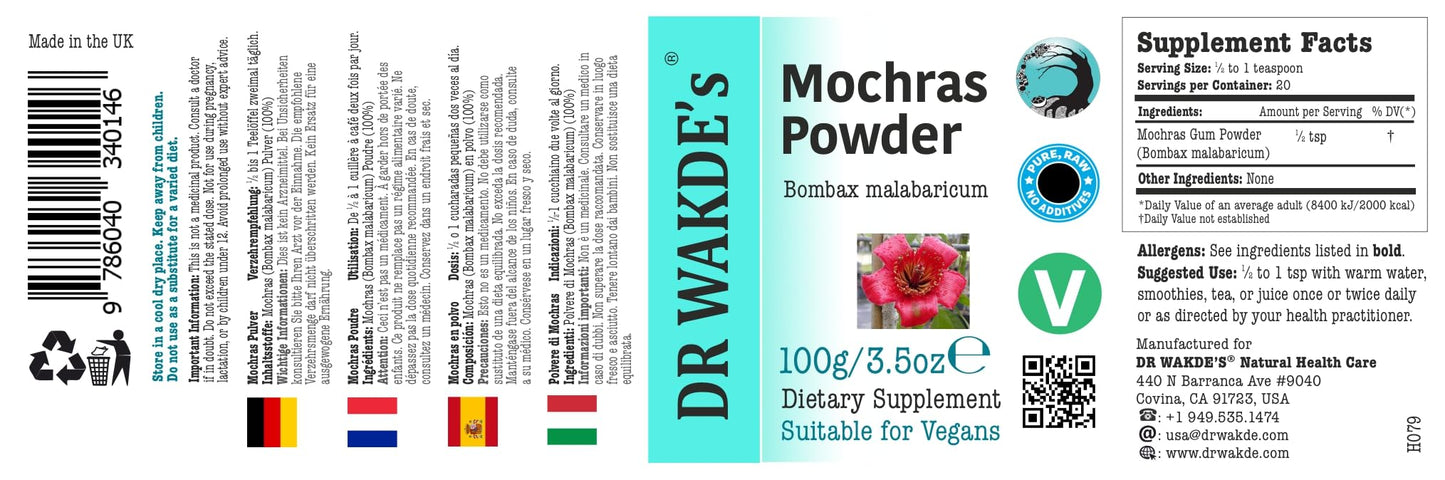 DR WAKDE's Mochras Powder (Bombax malabaricum), 3.53 oz
