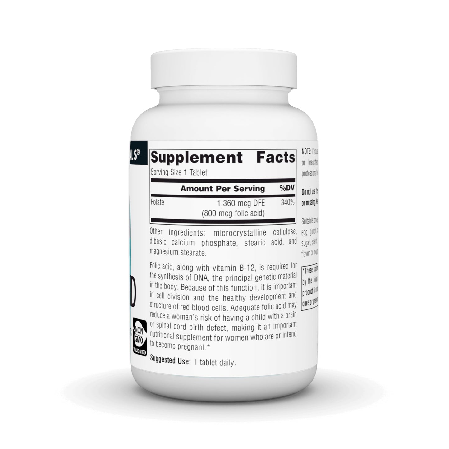 Source Naturals Folic Acid 800 mcg Tablet, 500 Tablets