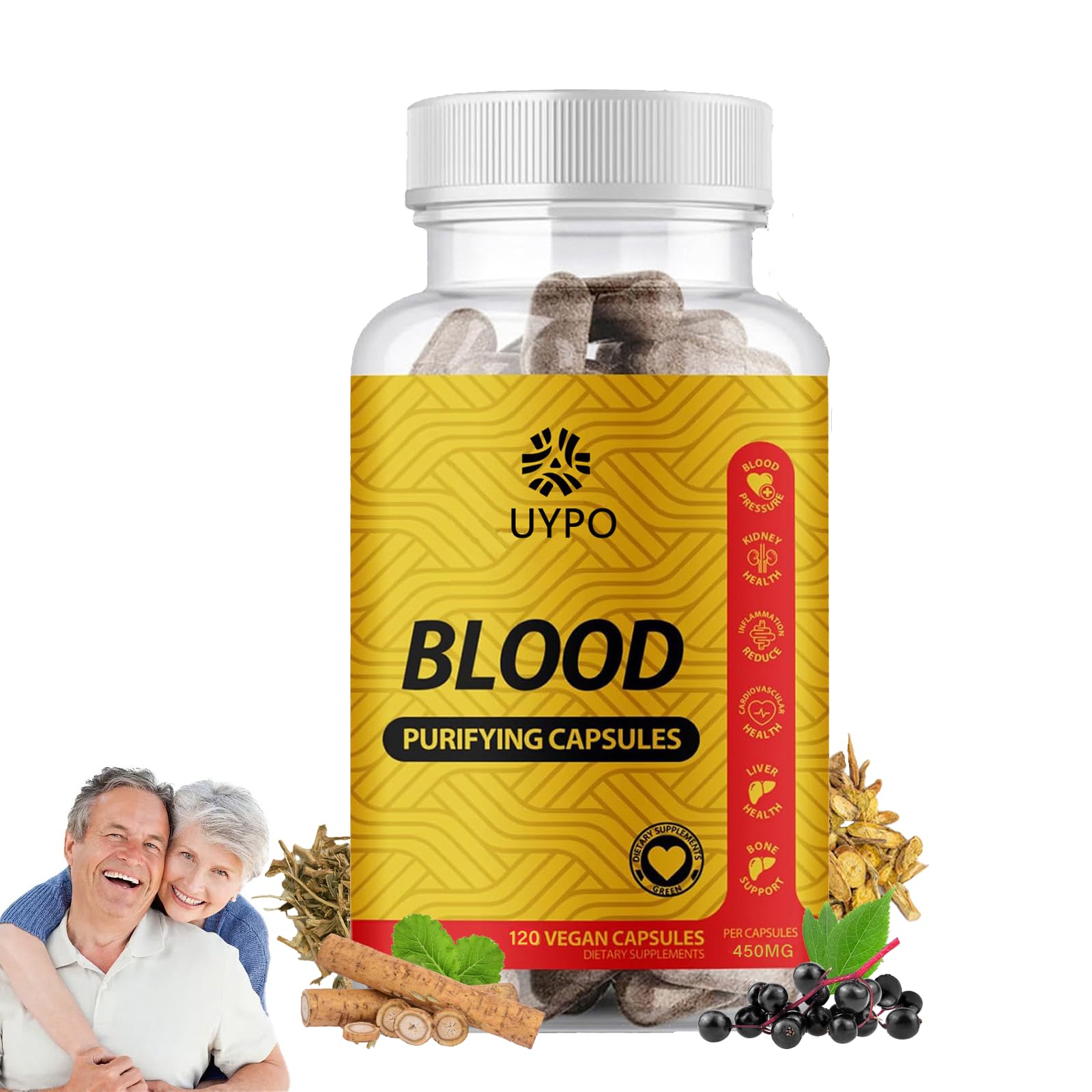 UYPO Blood Purifying Capsules 450 mg Gluten Free, GMO-Free, Vegan 1 Capsule