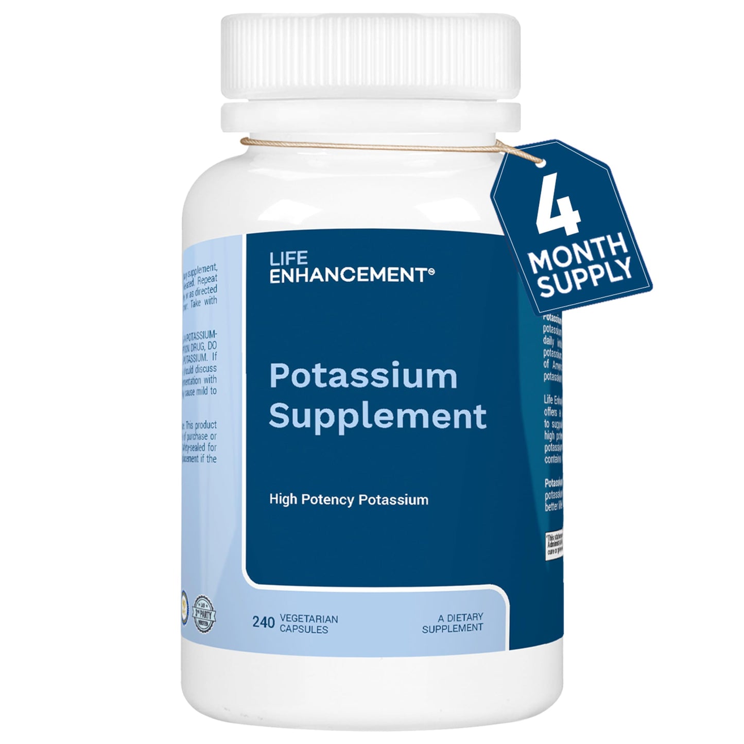 Life Enhancement Potassium Supplement Capsule, 1020 mg, High Potency, 240 Capsules