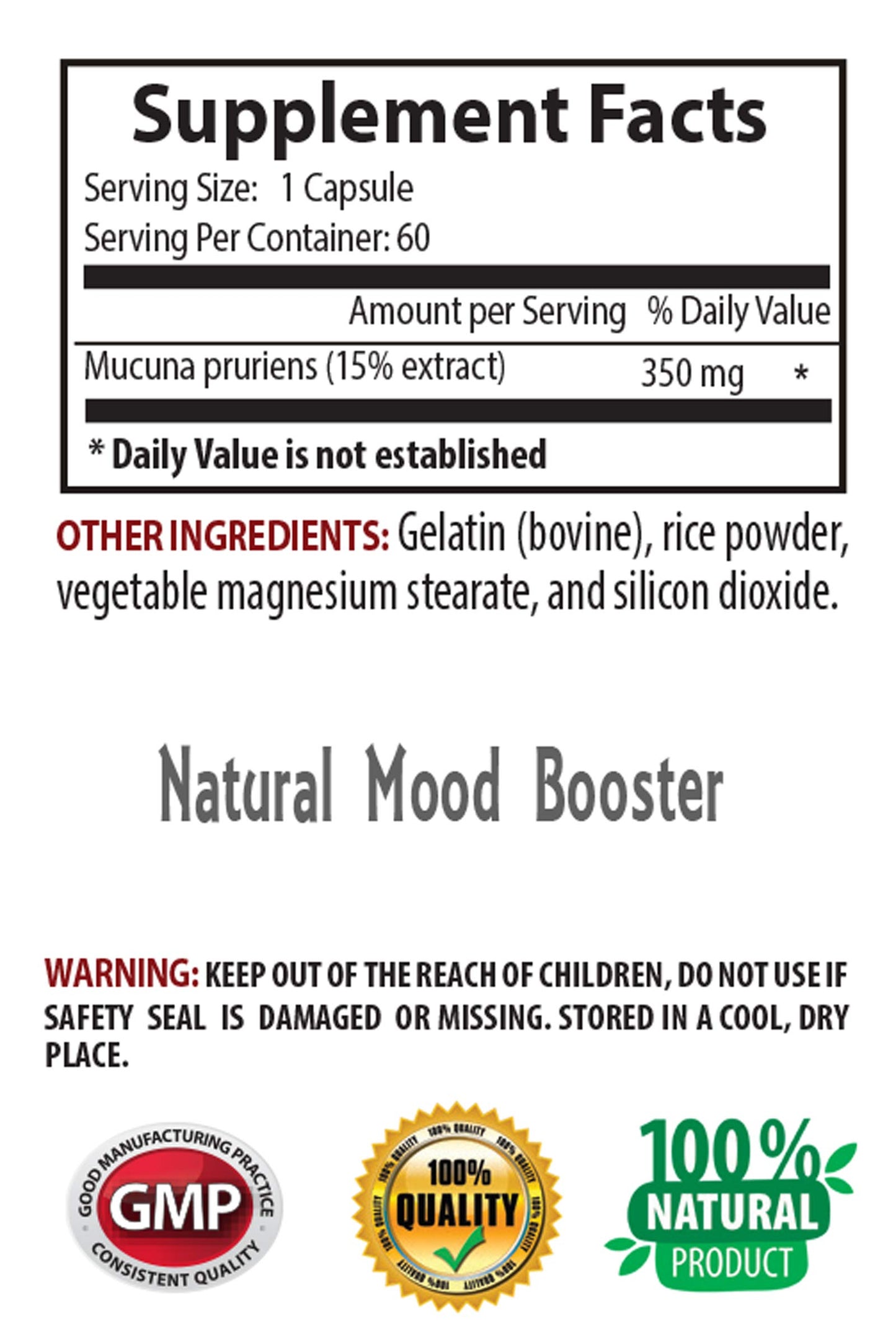 SWAN LIFE ESSENTIALS Mucuna Pruriens Extract Capsules, 60 Count