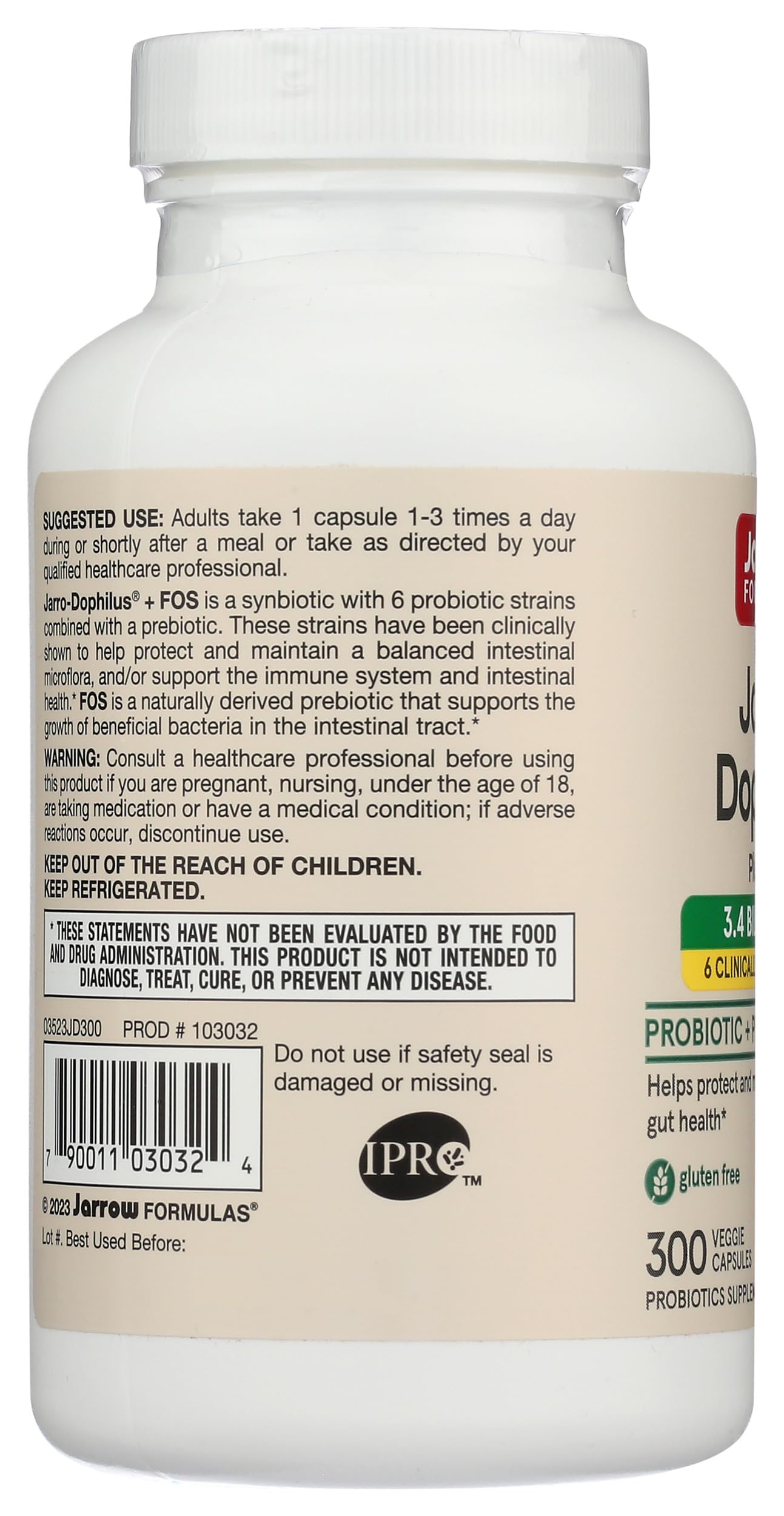 Jarrow Formulas Dophilus Plus FOS Capsules 300 Count