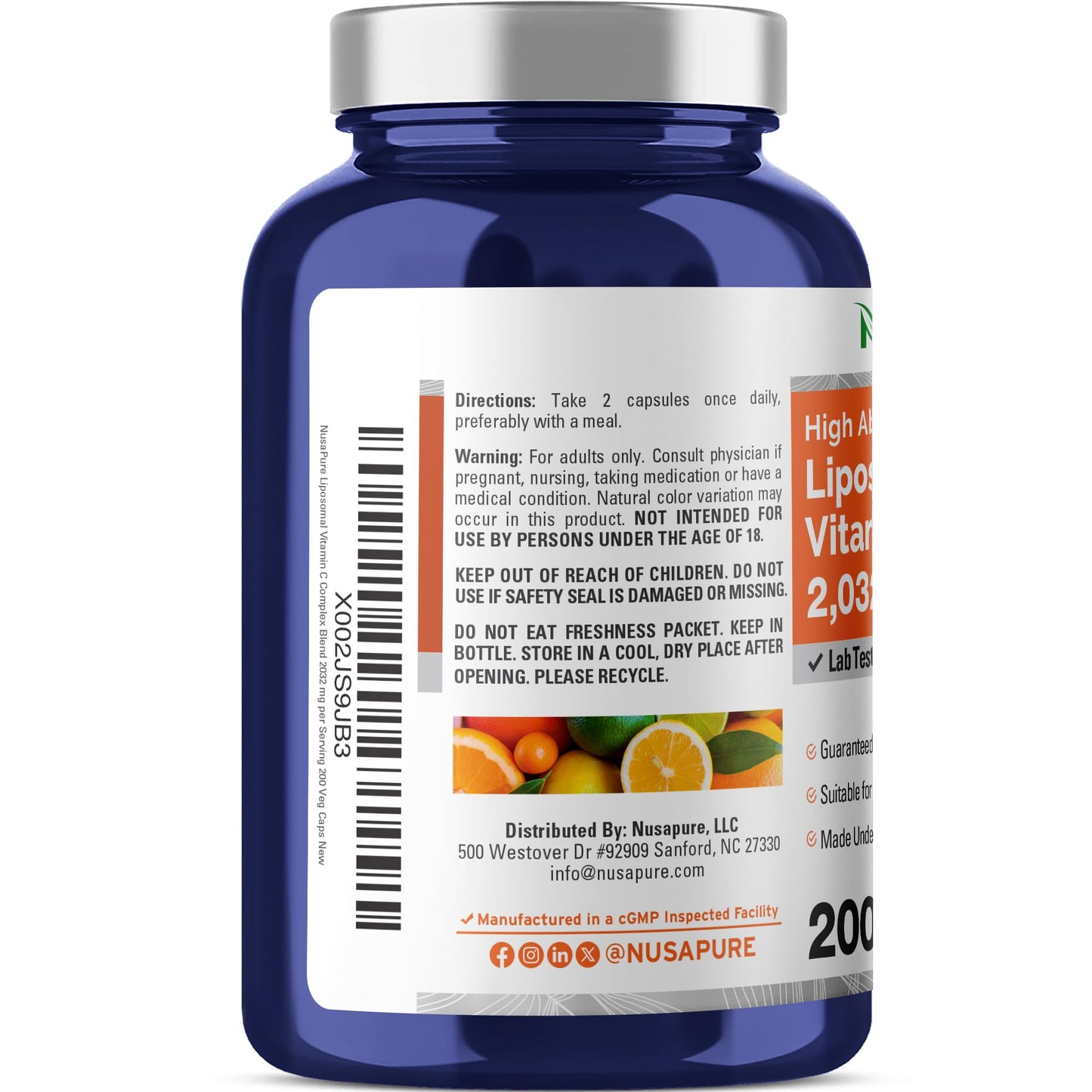 NusaPure Liposomal Vitamin C Capsules, 200 Count