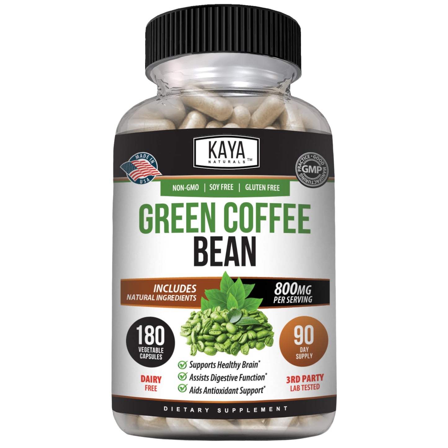 Kaya Naturals Green Coffee Bean Extract Capsule 180 Count