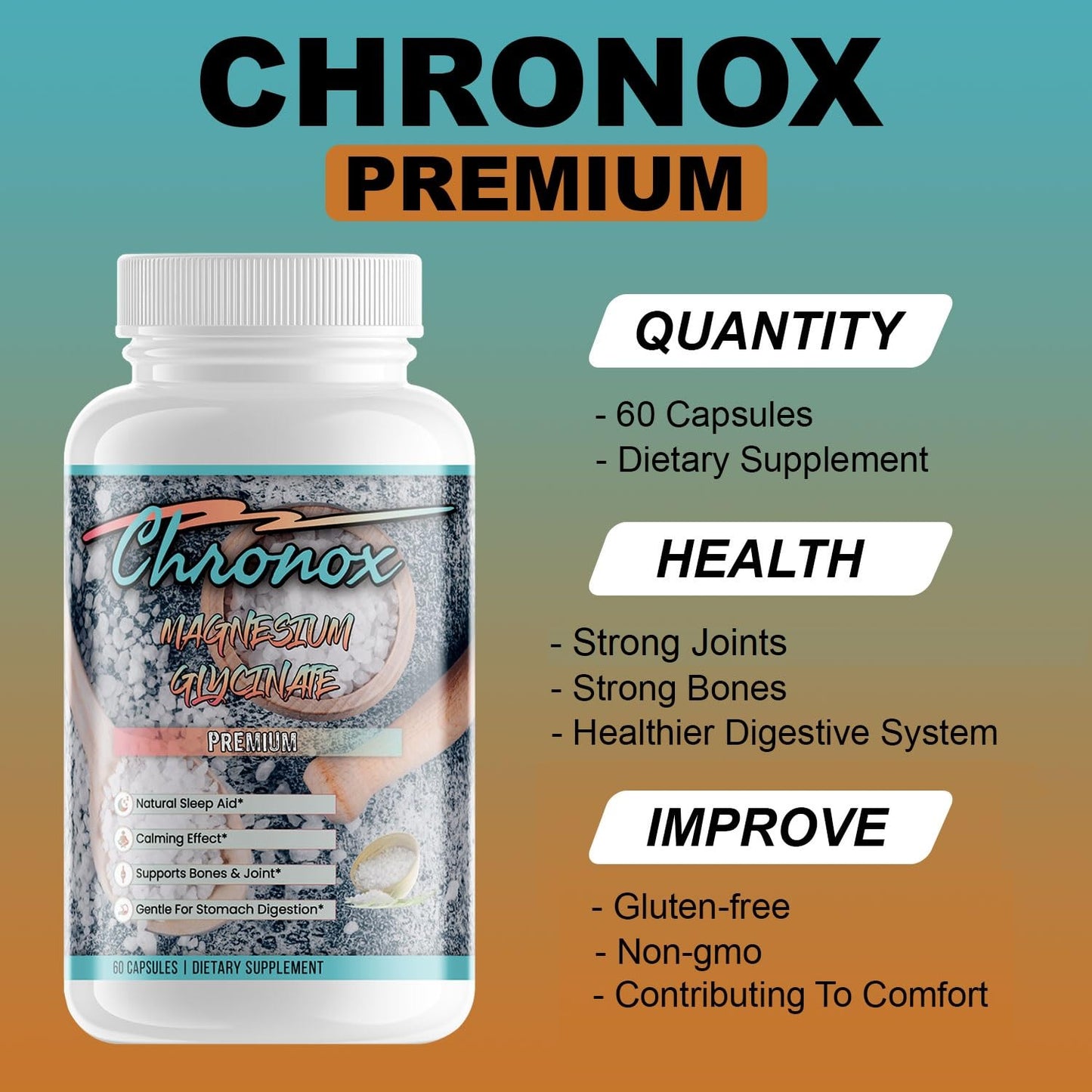 Chronox Magnesium Glycinate 400mg, 60 Capsules