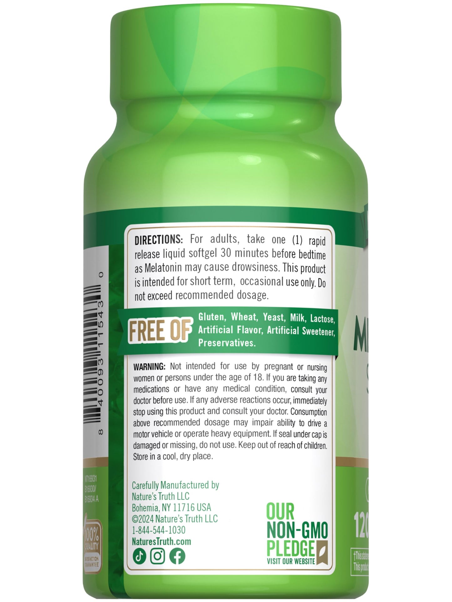 Nature's Truth Melatonin 10mg Softgels, 120 Count
