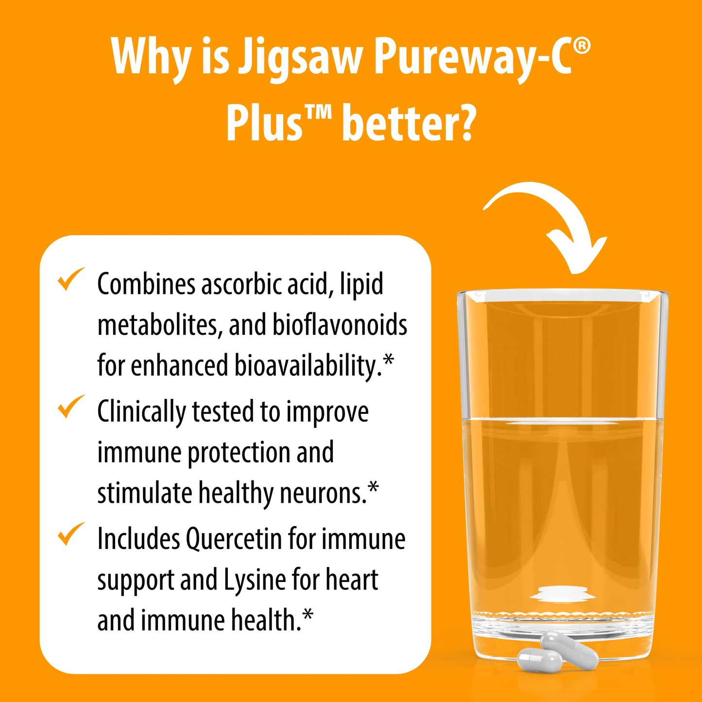 Jigsaw Health Pureway-C Plus Vitamin C with L-Lysine and Quercetin Capsules 120 Count