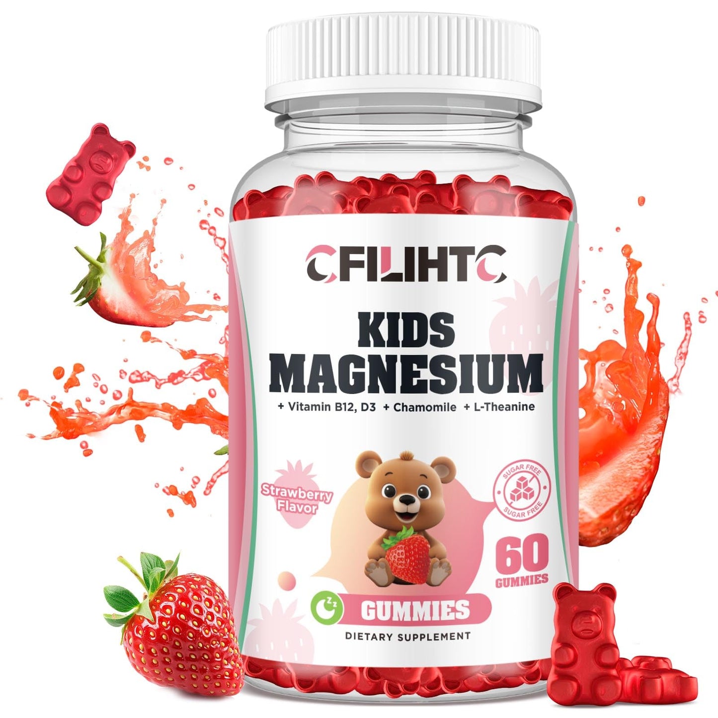 CFILIHTC Magnesium Glycinate Gummies for Kids and Adults, 60 Count