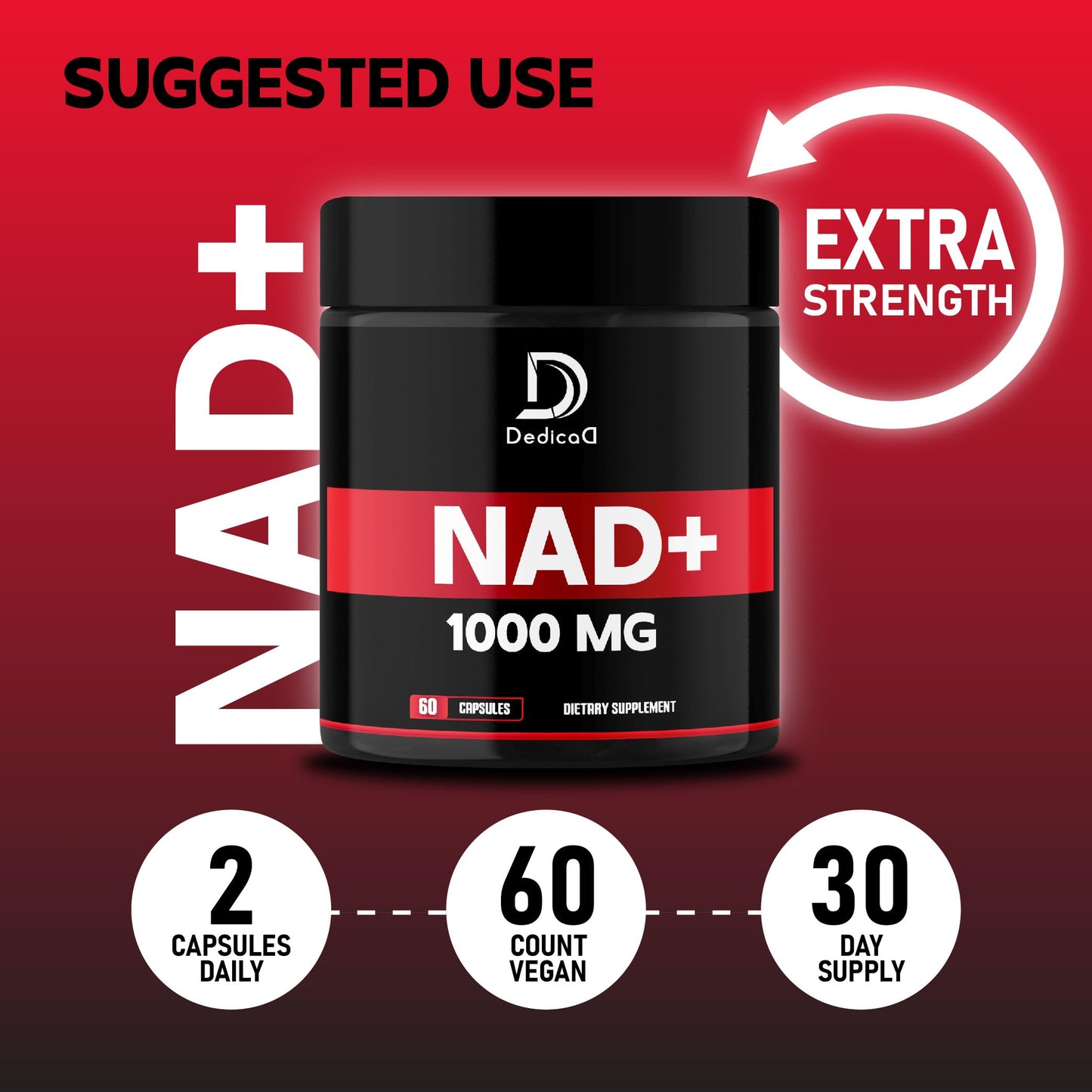 DEDICAD NAD Supplement 1000 mg, 60 Capsules