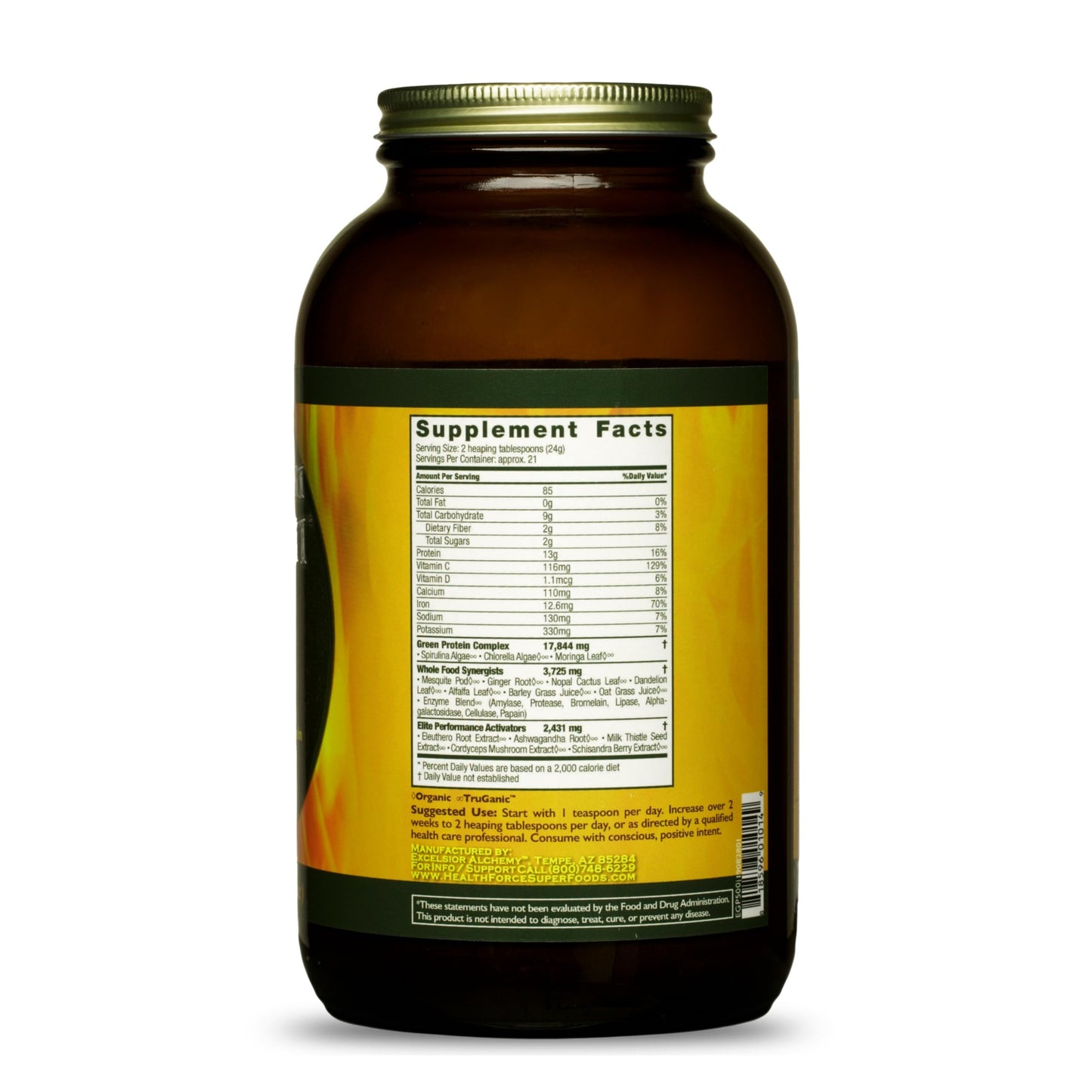 HEALTHFORCE SUPERFOODS Elite Green Protein Mesquite Powder 17.5 Servings