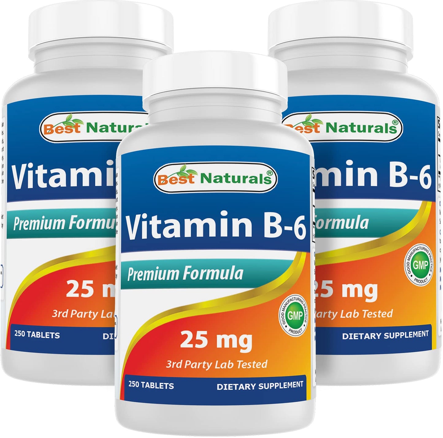 Best Naturals Vitamin B6 25 mg Tablet, 250 Count
