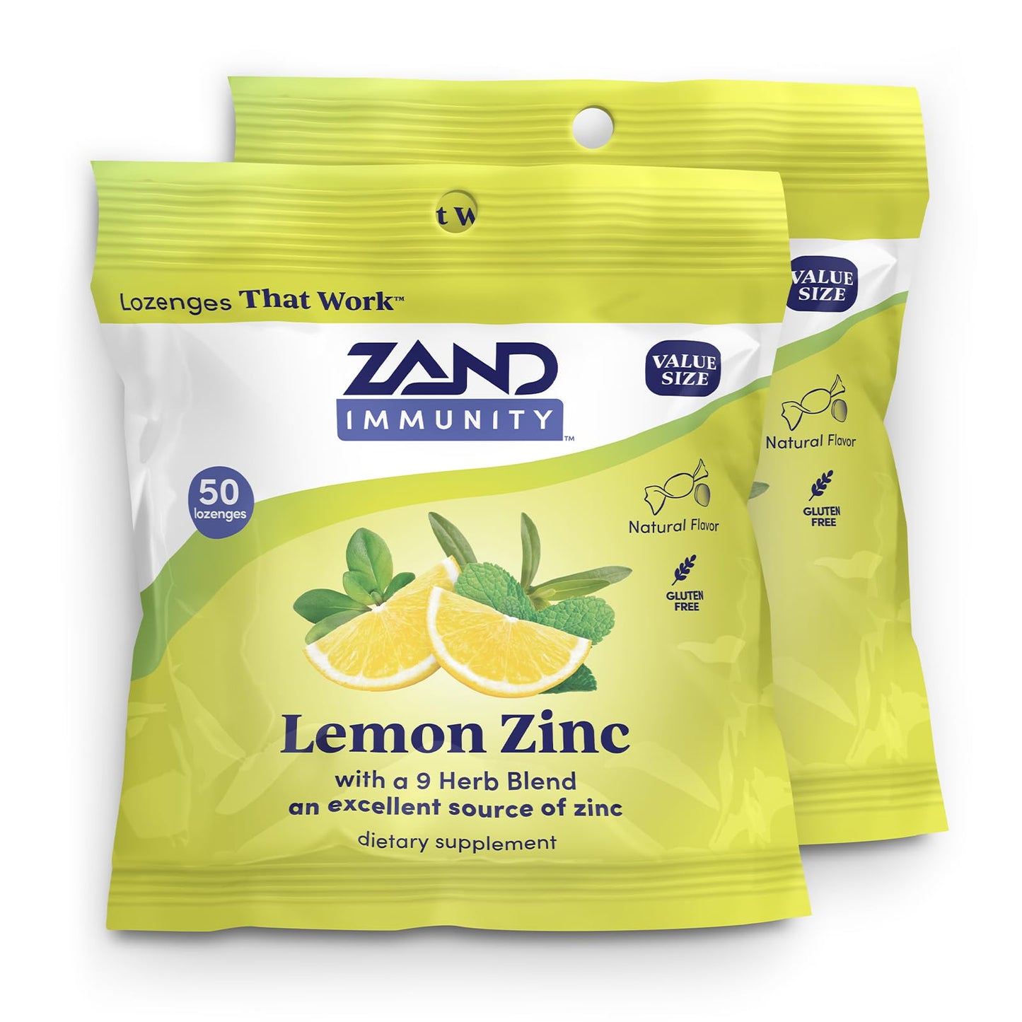 ZAND Immunity Lemon Zinc Throat Lozenges, 50 Count