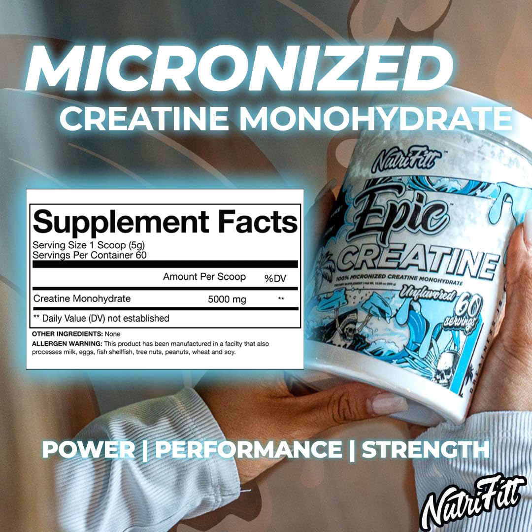 NutriFitt Creatine Micronized Monohydrate Powder, 12 oz