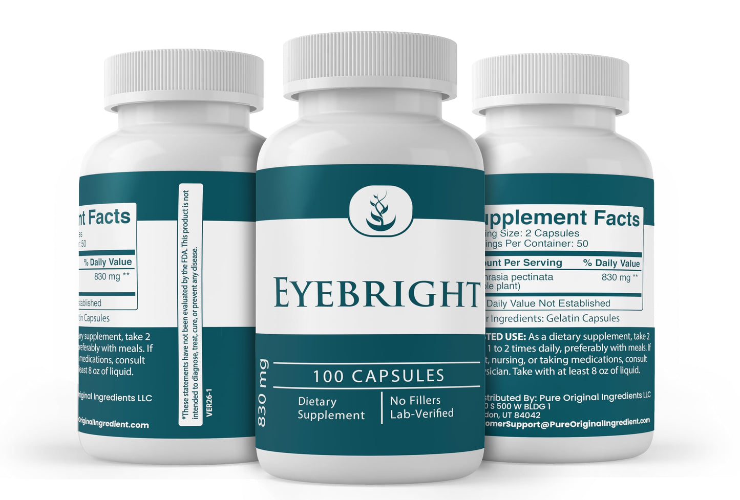 PURE ORIGINAL INGREDIENTS Eyebright Capsules, 100 Count