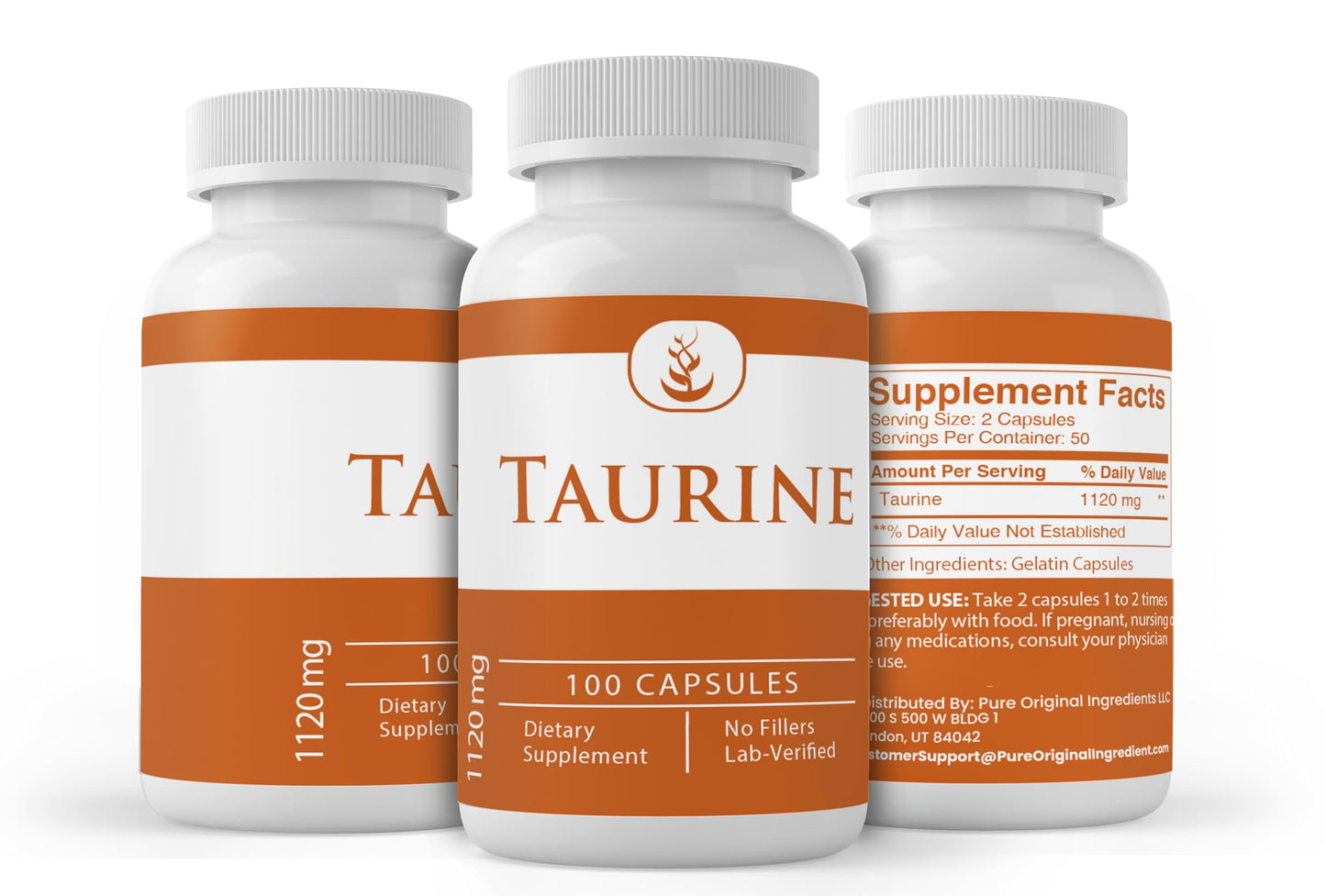 Pure Original Ingredients Taurine Capsules 100