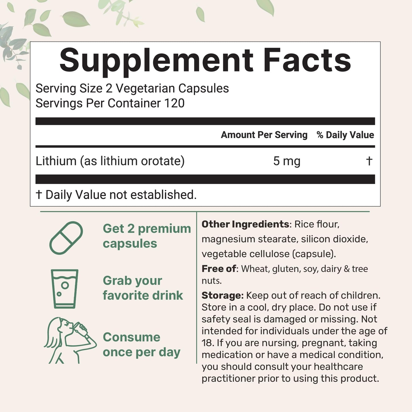 Micro Ingredients Lithium Orotate 5mg Capsules, 240 Count