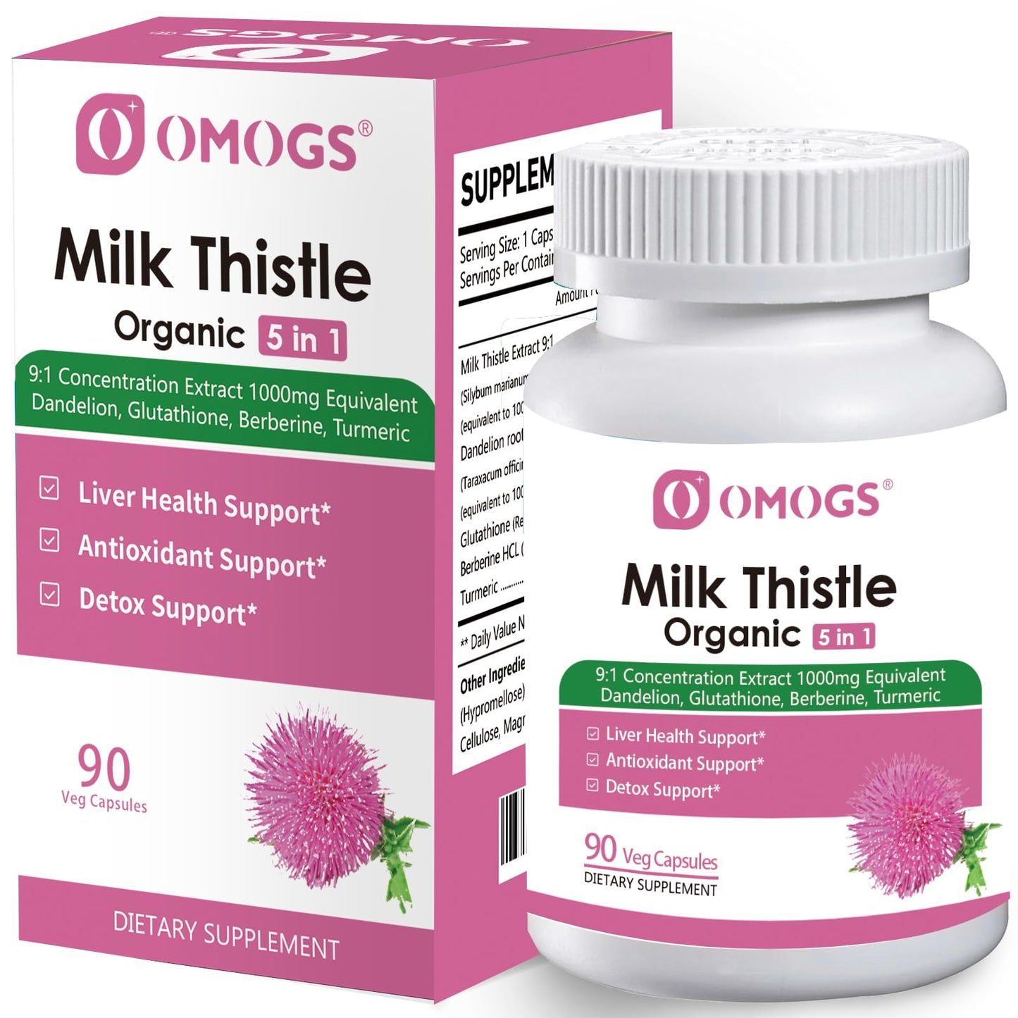 OMOGS Organic Milk Thistle Capsule, 90 Count