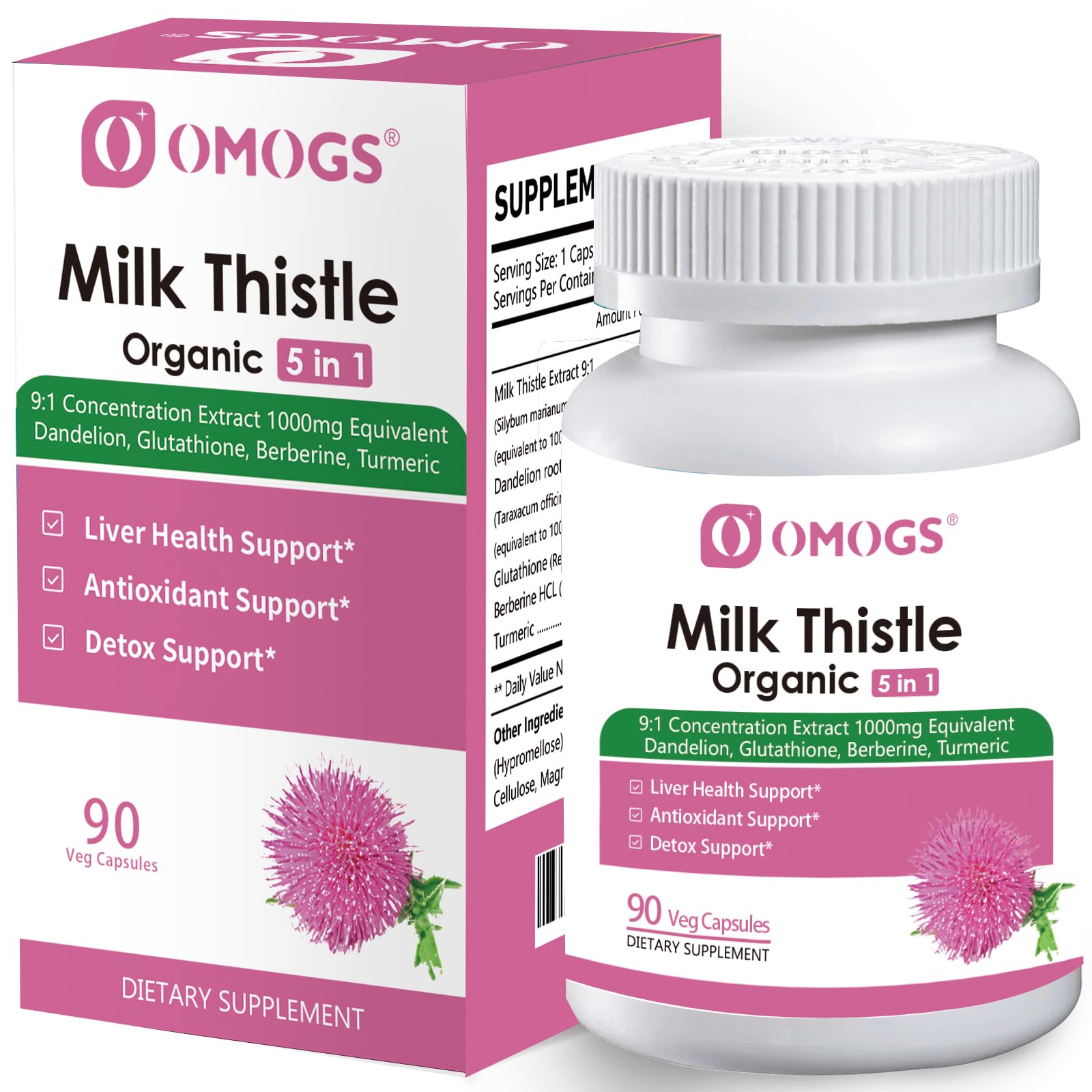 OMOGS Organic Milk Thistle Capsule, 90 Count