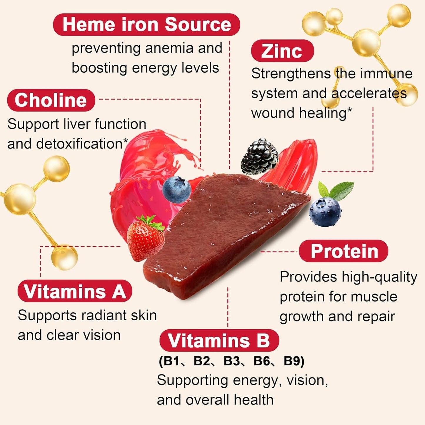 Well&Whole Grass Fed Beef Liver Gummies Chewable 120 Count