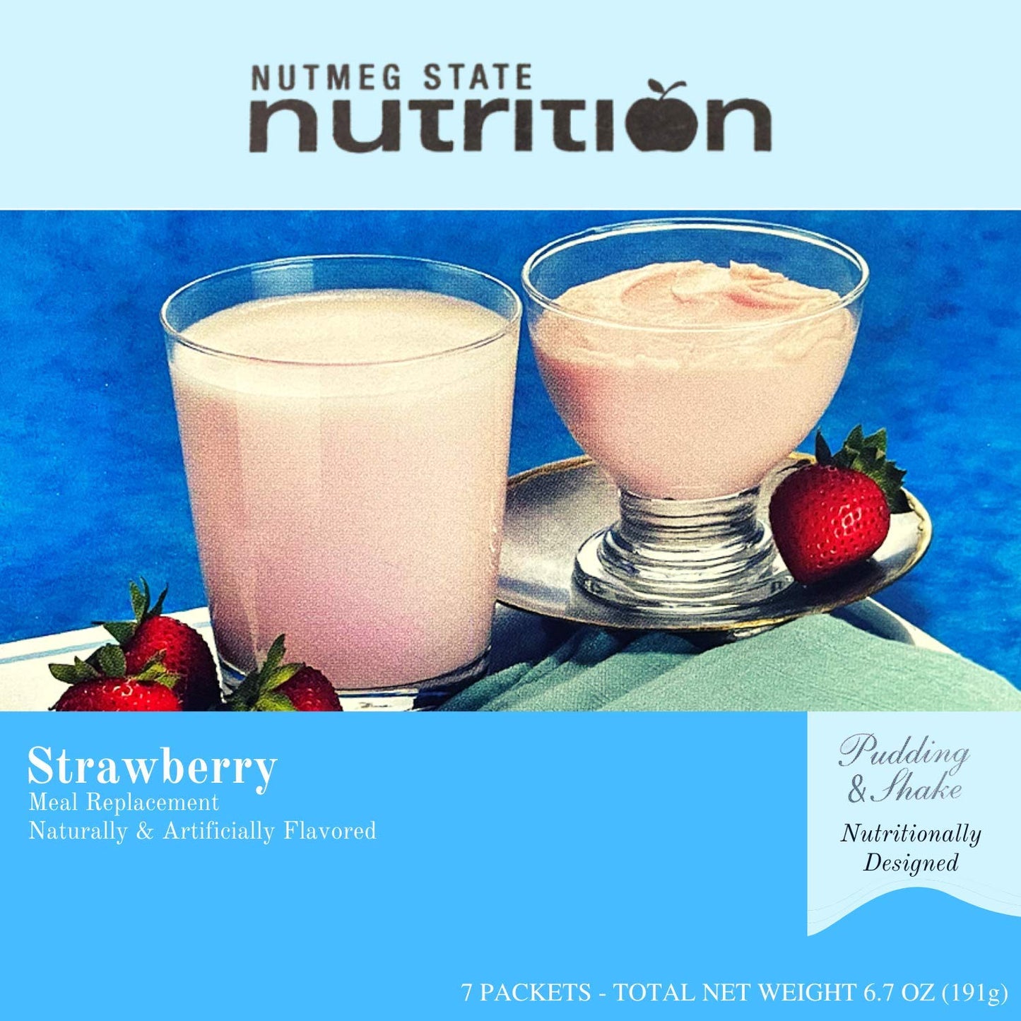 Nutmeg State Nutrition High Protein Strawberry Pudding Shake Whey Protein Powder, 7 Servings