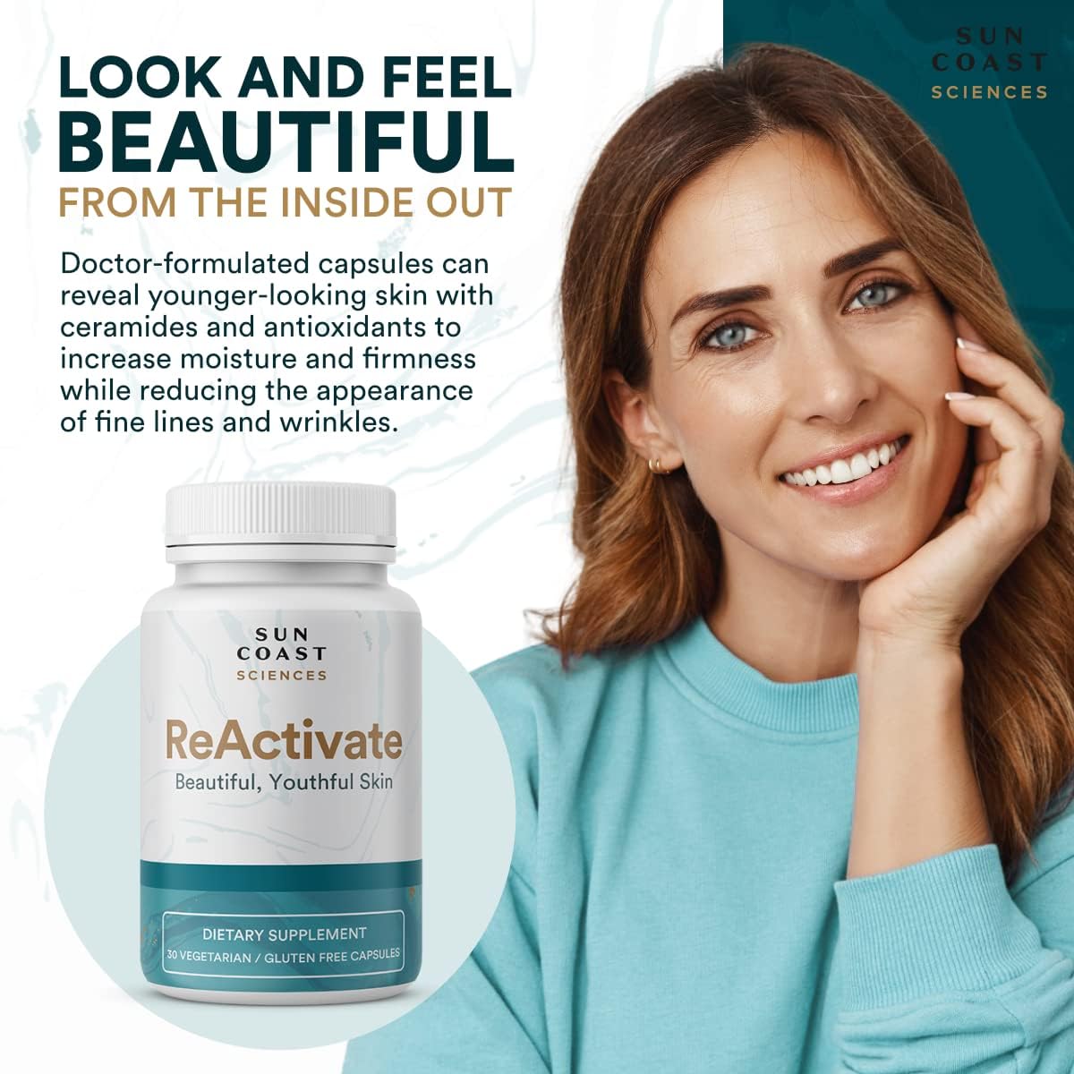 Vitalifi Sun Coast Sciences - ReActivate Your Skin’s Beauty from Within, with Dr. Rosenberg’s Special Skin Health Formula Capsules 30