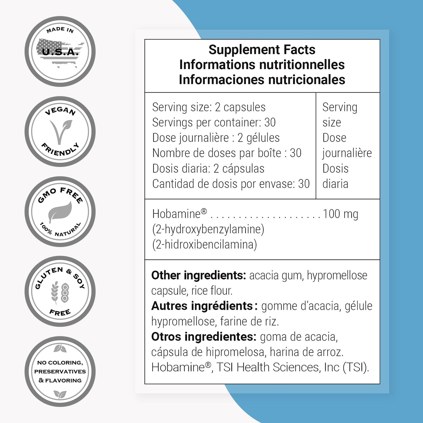 Supersmart 2-HOBA Supplement 100mg per Day (Hobamine) - 2-Hydroxybenzylamine Capsules, 60 Count