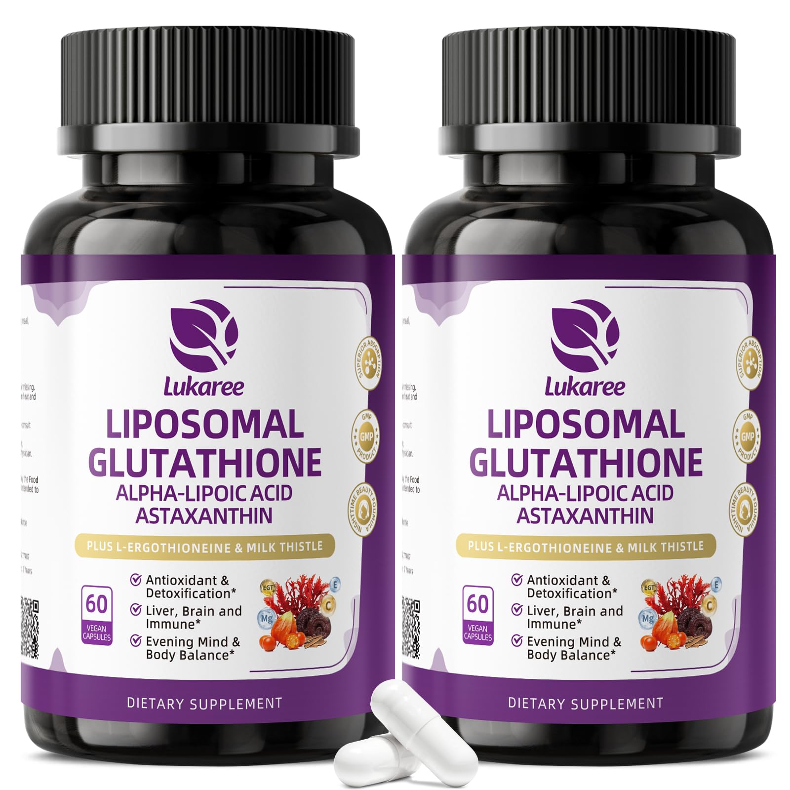 Lukaree Liposomal Glutathione 500mg Capsule, 120 Count
