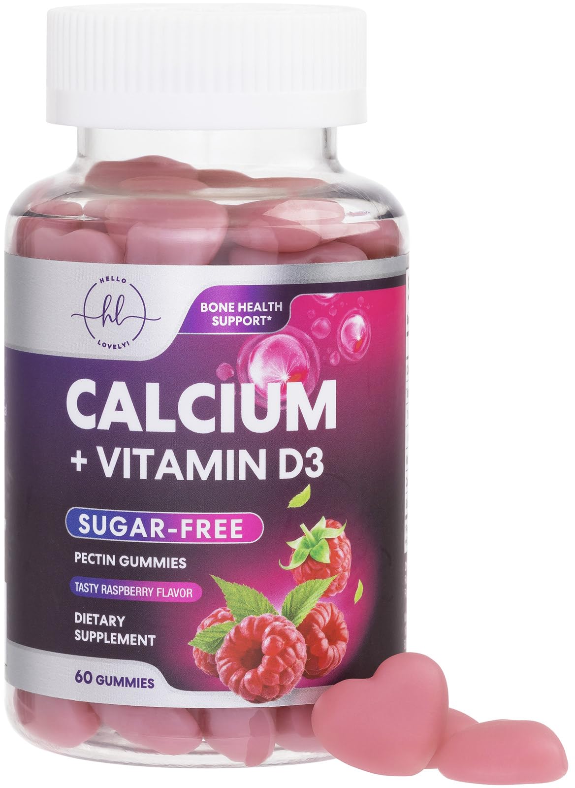 Hello Lovely! Calcium Supplement Gummies with Vitamin D3, 60 Count