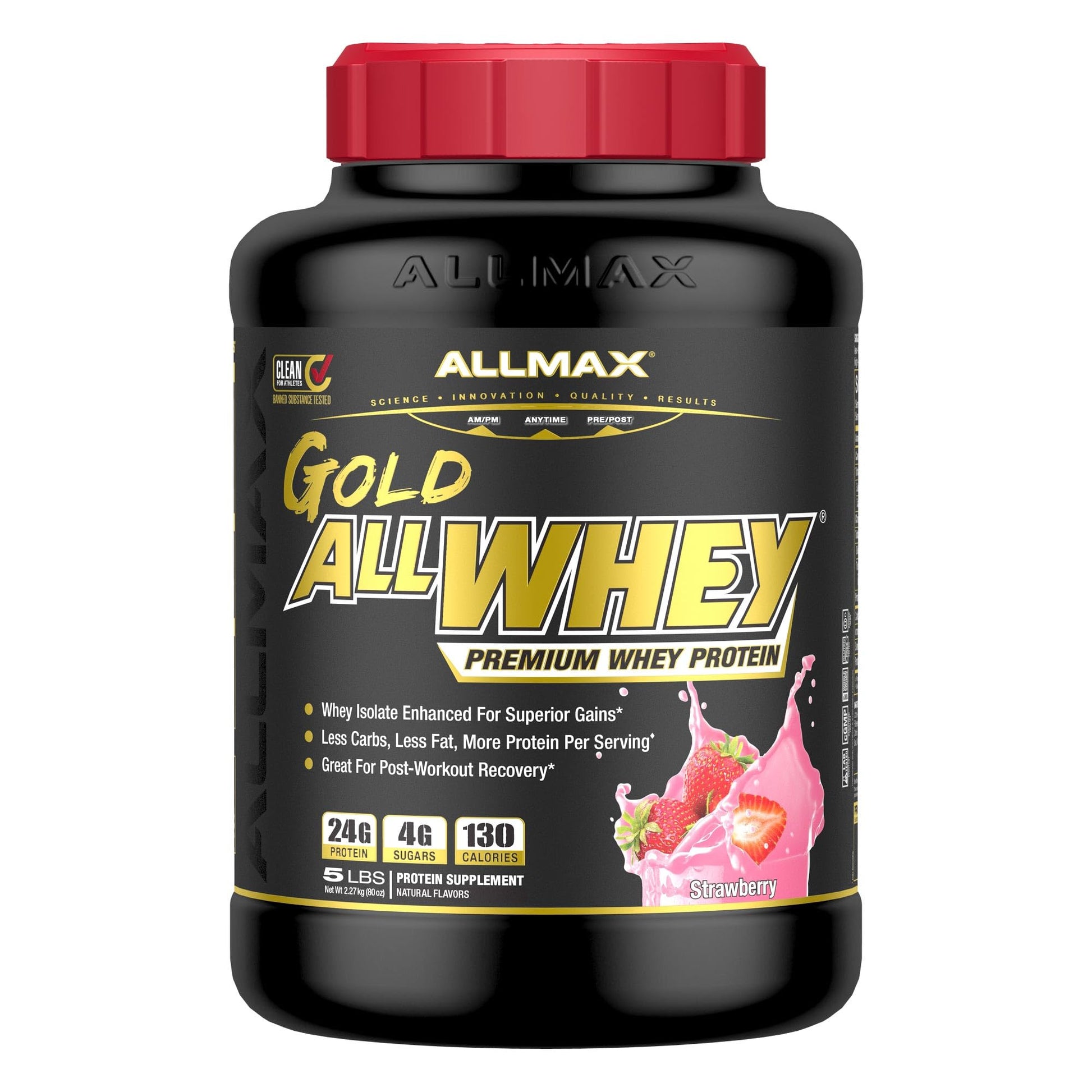 ALLMAX AllWhey Gold Whey Protein Powder, Strawberry, 80 Servings