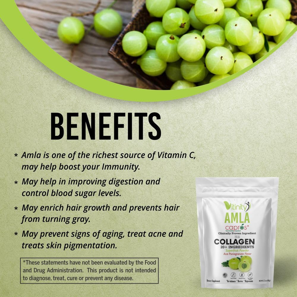 VITINITY Amla Superfood Collagen Powder (Type 1 & Type 3), 5.7 oz