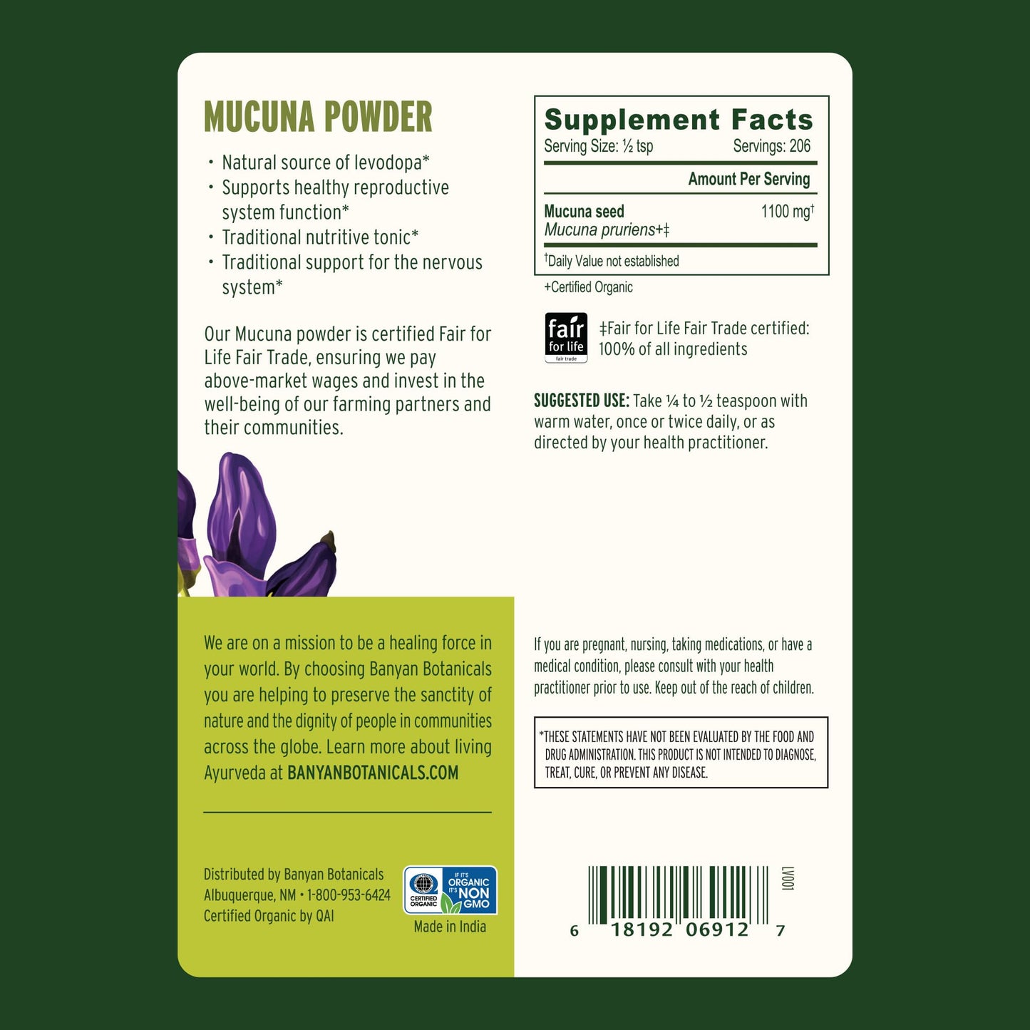 Banyan Botanicals Kapikacchu Powder, 8 Ounce