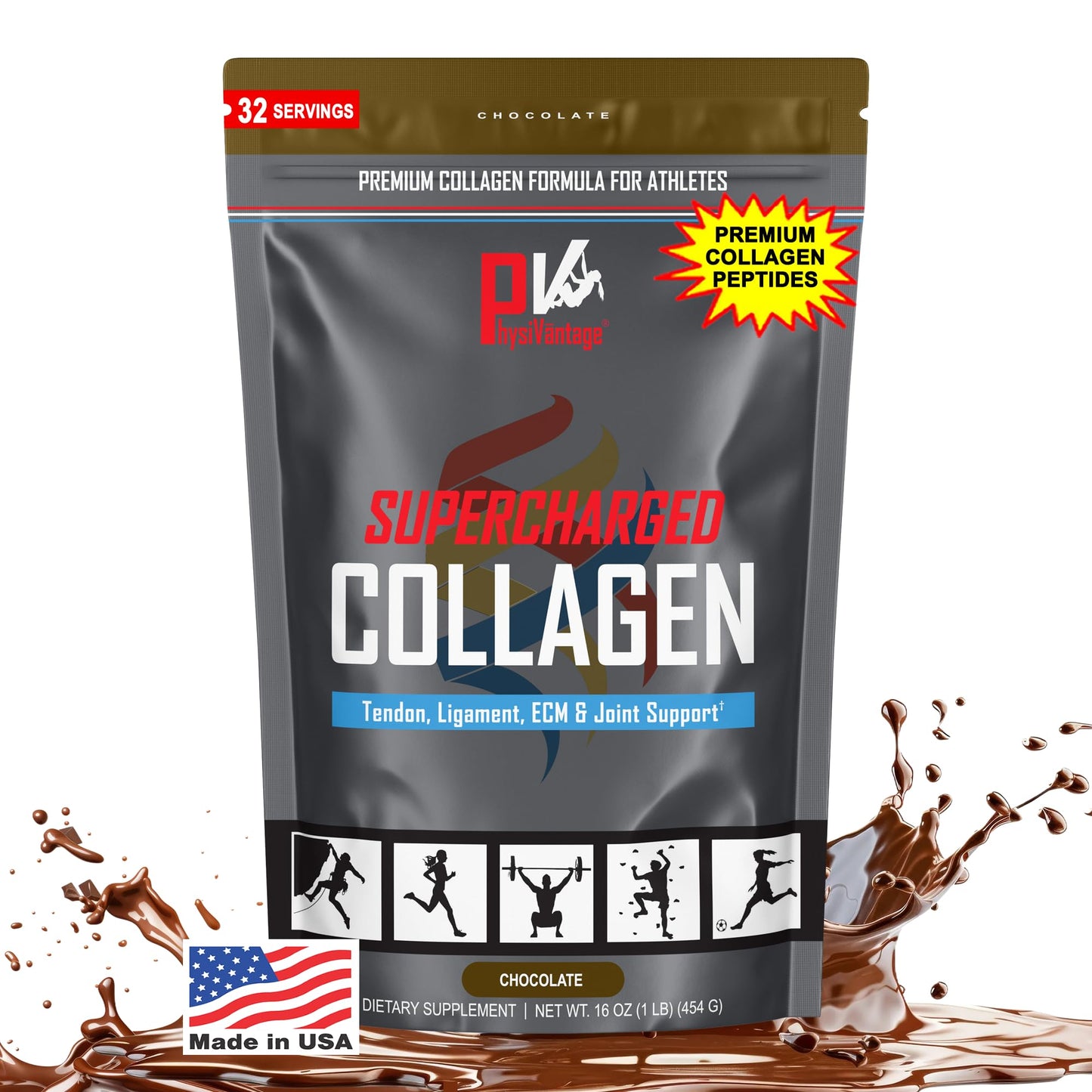 PhysiVantage Supercharged Collagen Peptides Powder, 16 oz