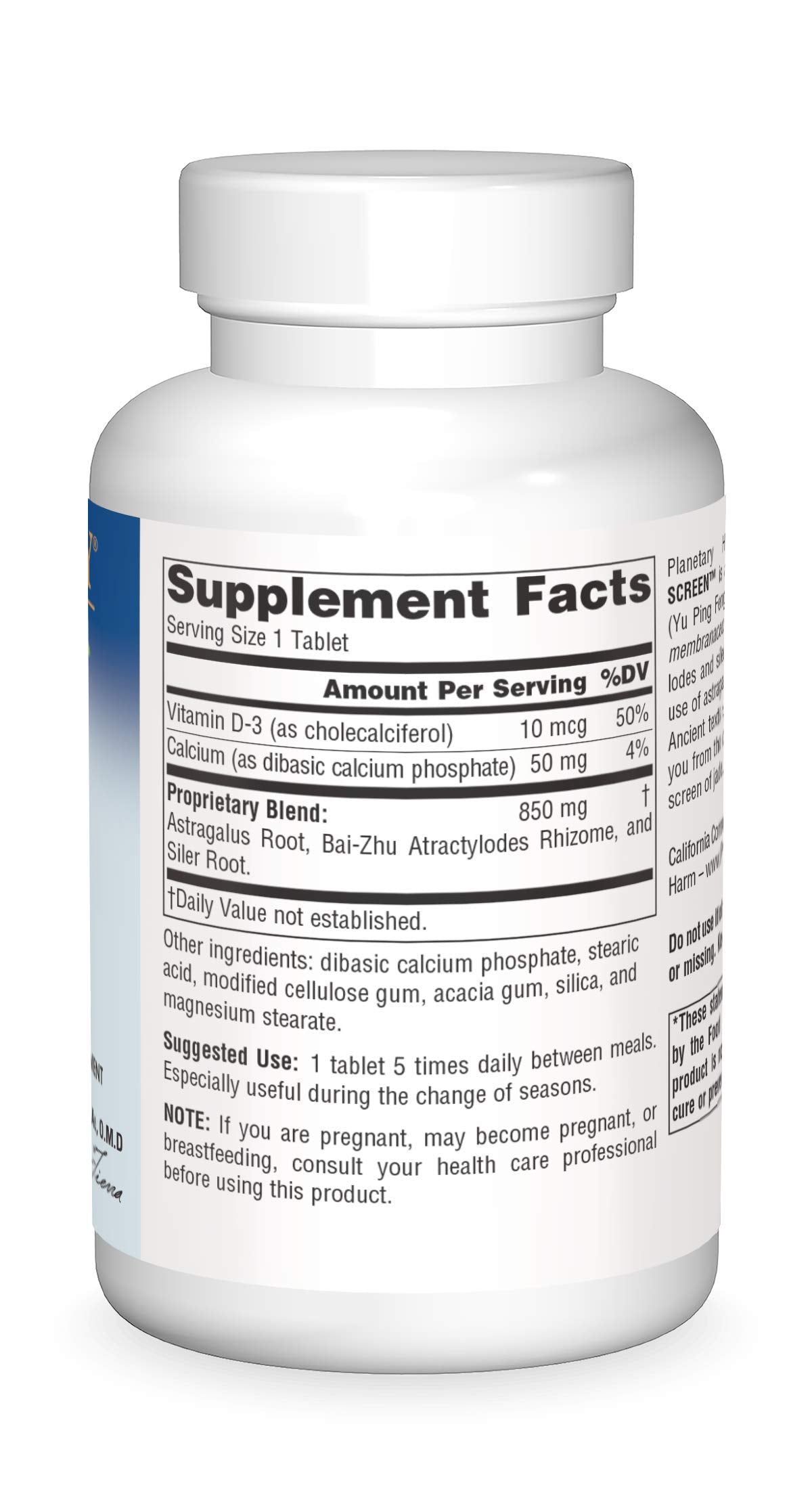 Planetary Herbals Astragalus Jade Screen 850mg Tablet, 100 Tablets