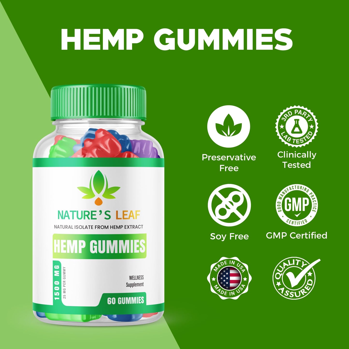 Purvia Natures Leaf Hemp Gummies Advanced Formula, 60 Gummies