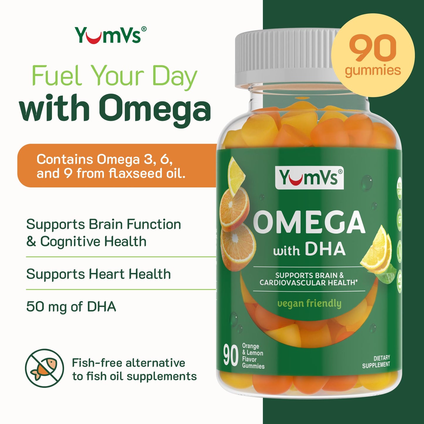 YUM-V'S Vegan Omega-3 Supplement Gummies 90