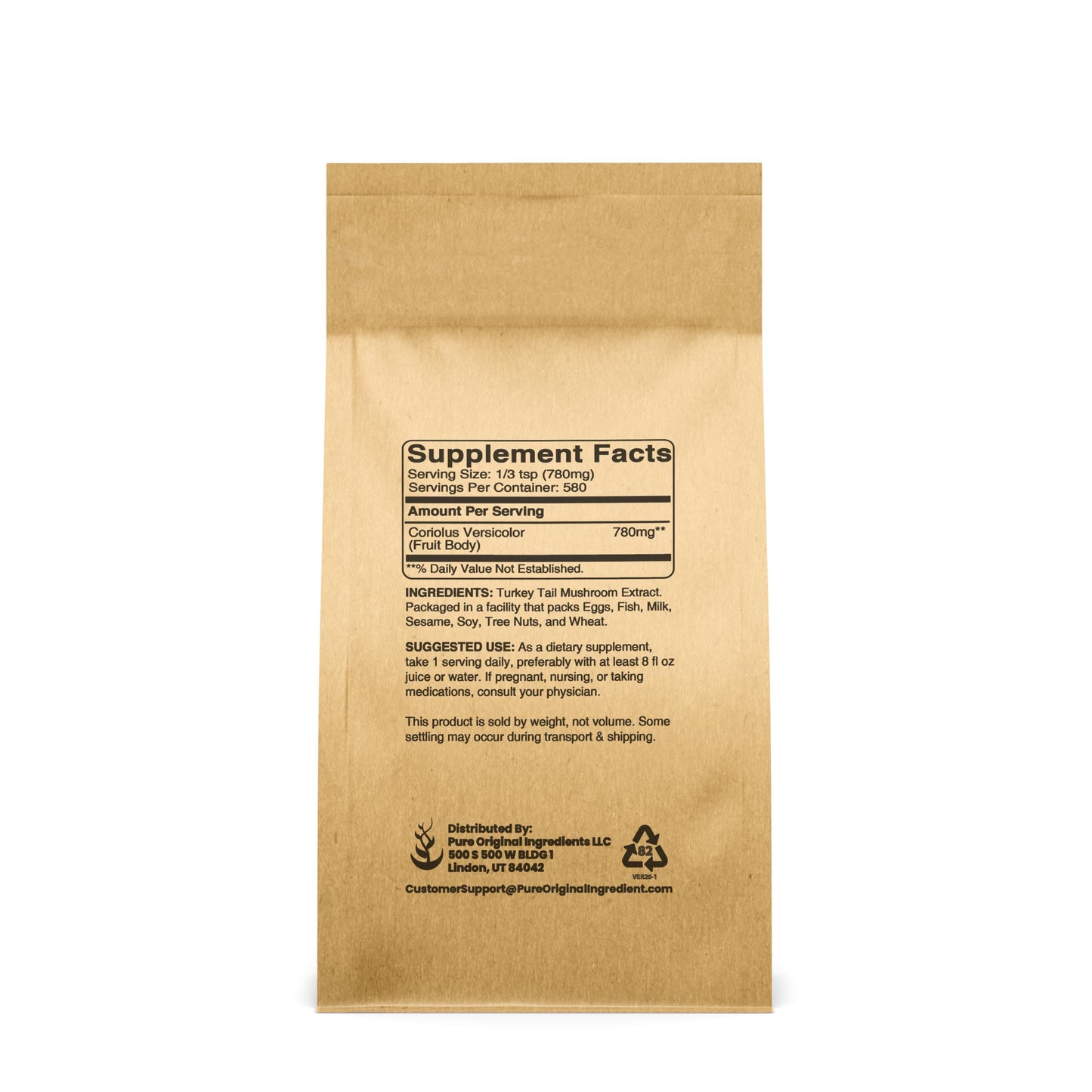 Pure Original Ingredients Turkey Tail Mushroom Powder 16 oz