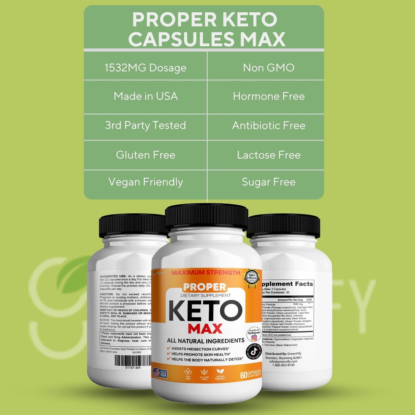 GREENVIFY Proper Keto Max Dietary Supplement 60 Capsules