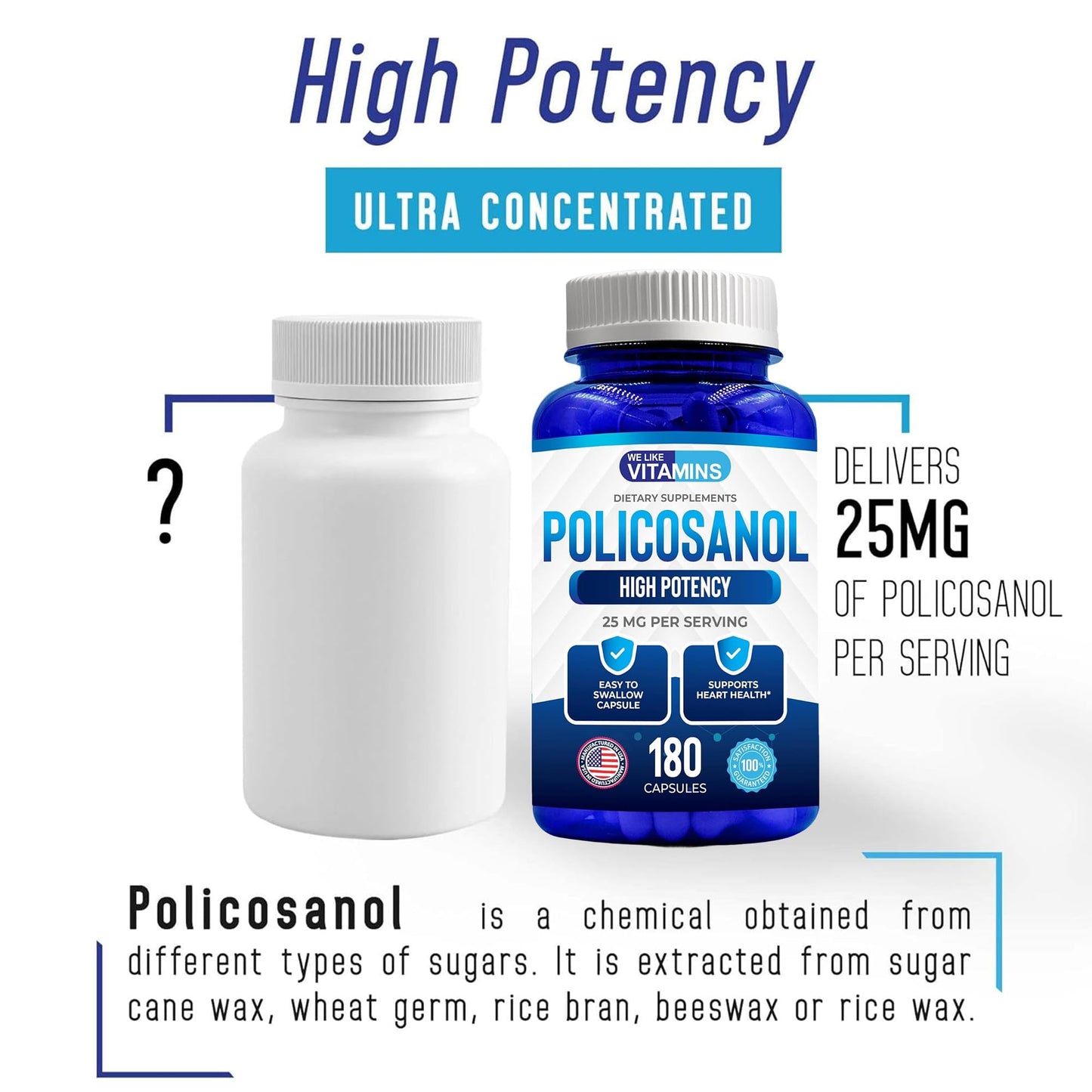 We Like Vitamins Policosanol 25mg Capsules 180 Count